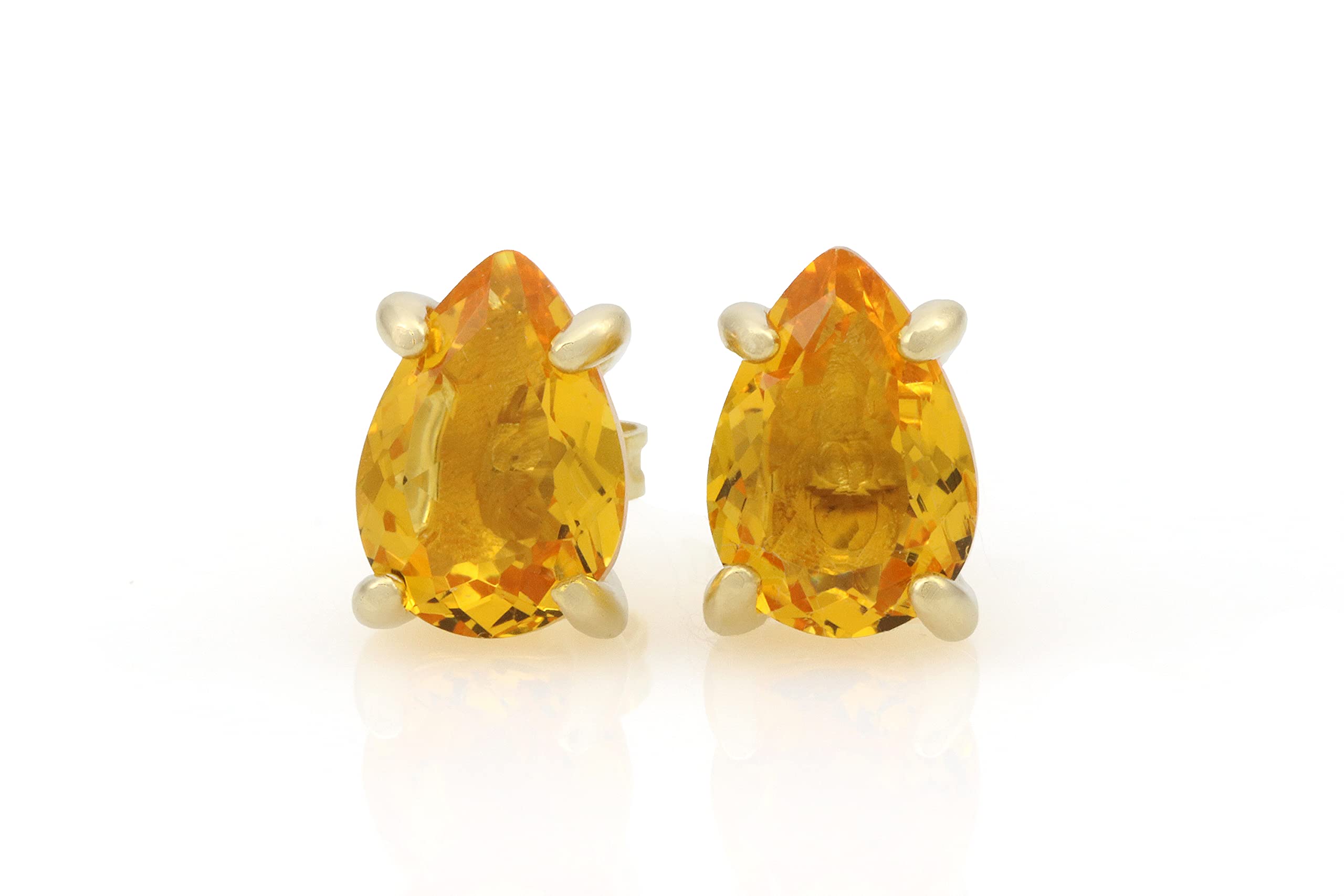 Elegant Pear-Shaped Yellow Citrine Stud Earrings for Women - Handmade Gemstone Jewelry - Perfect Wedding, Bridal, Birthday & Anniversary Gift - Comes with Gift Box | Ideal for Parties, Date Nights & Special Occasions