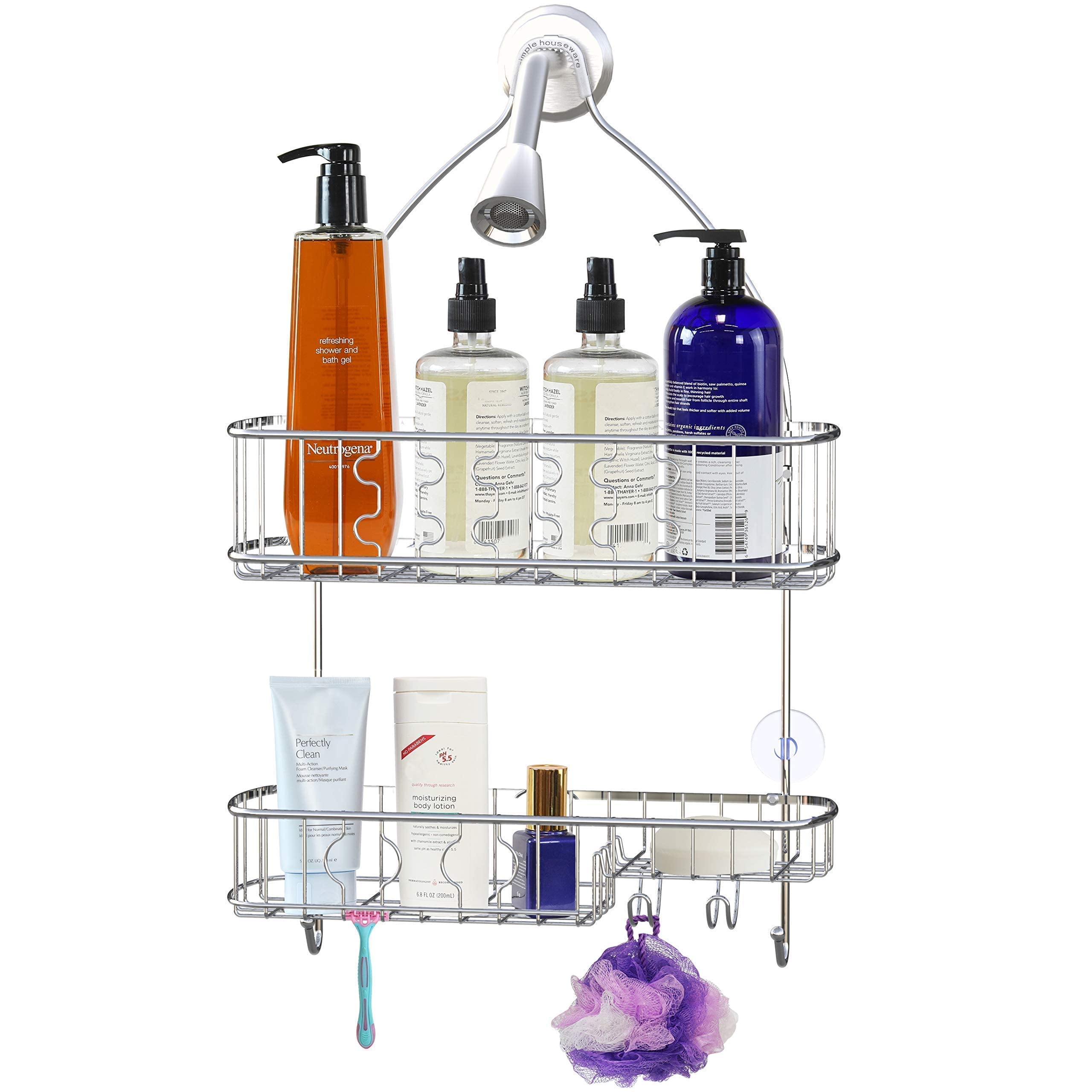 Chrome Bathroom Shower Caddy Organizer with Paper Towel Holder - Space-Saving Hanging Storage for Shampoo, Soap & Essentials - Perfect for Small Bathrooms & Showers