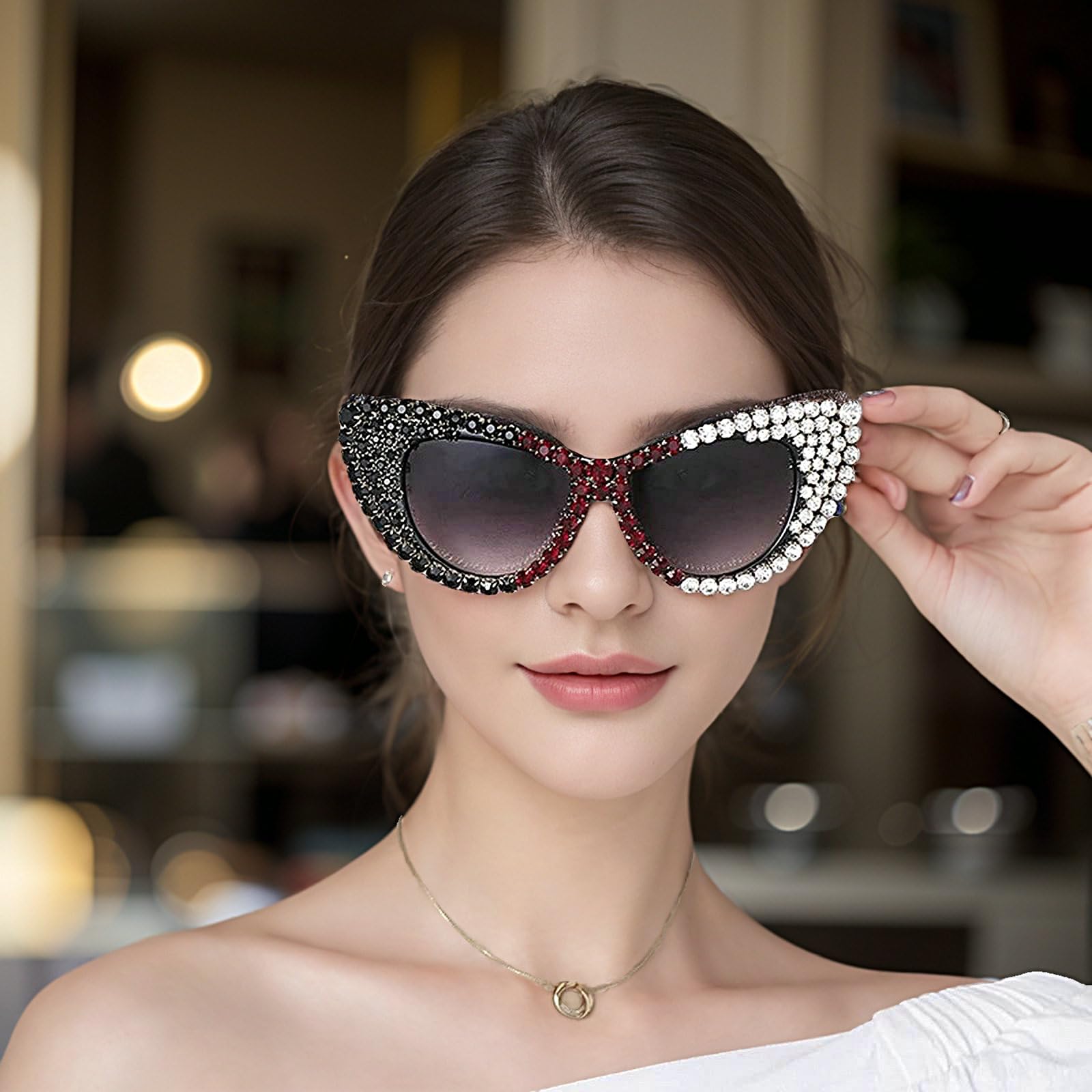 Cat Eye Sunglasses for Women - Vintage Rhinestone UV400 - Party & Fashion