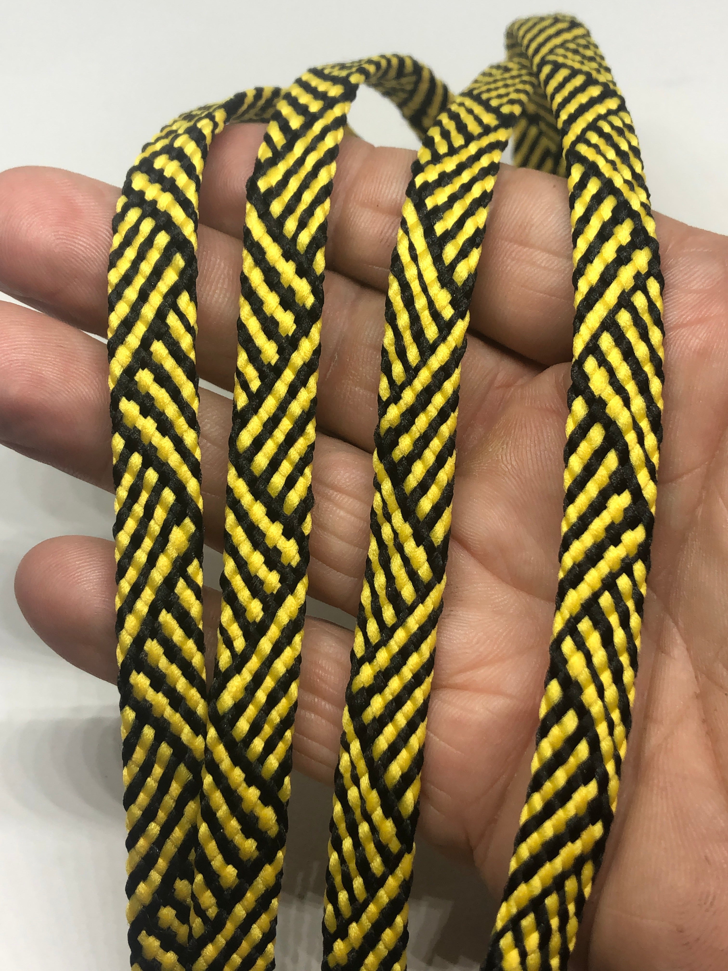 Premium Flat Herringbone Shoelaces - Black & Yellow | Durable & Stylish Replacement Laces for Sneakers, Boots & Casual Shoes | Perfect for Everyday Wear, Sports & Fashion Outfits