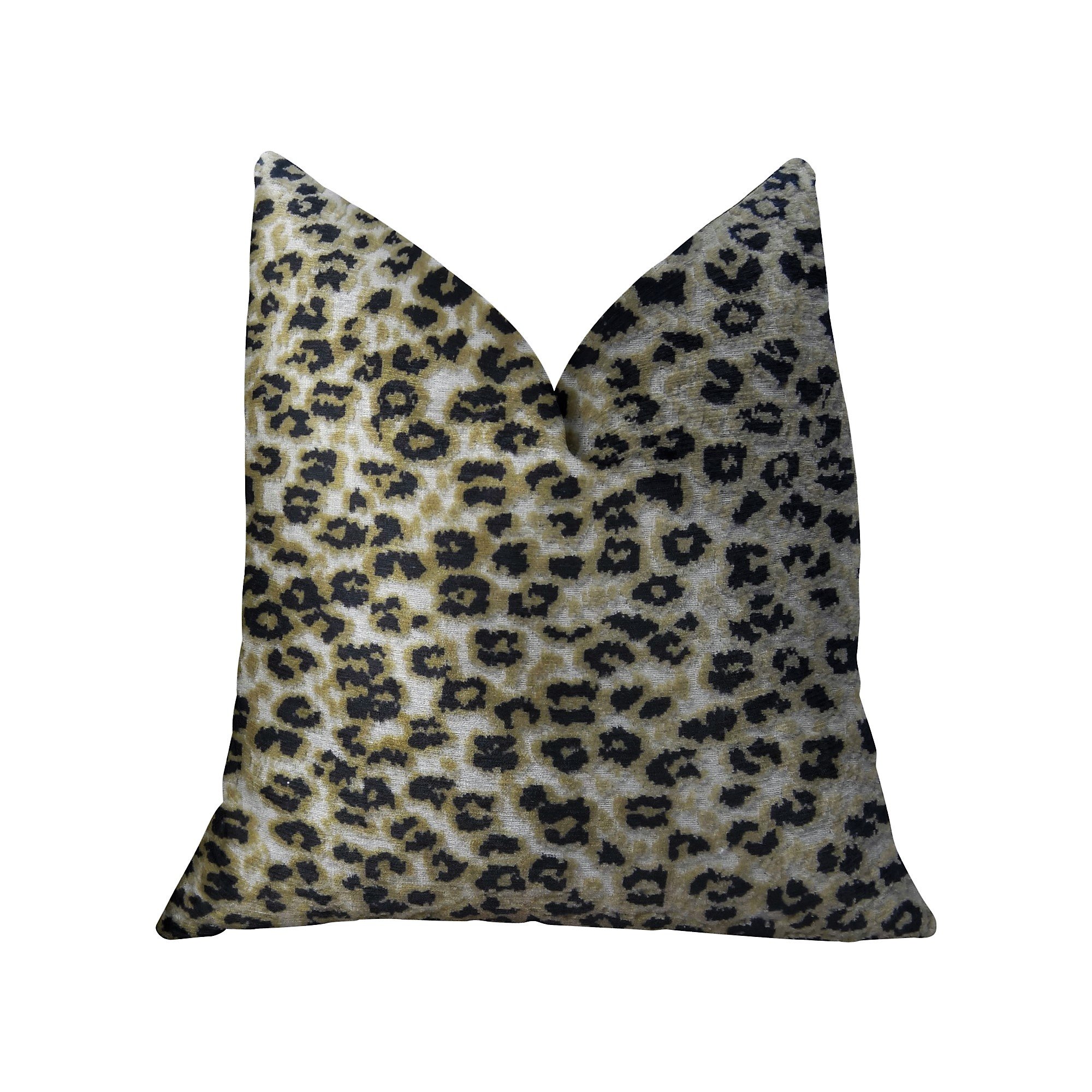 Plutus Cheetah Handmade Decorative Throw Pillow 22x22 Inches - Soft Taupe & Black Geometric Pattern for Living Room, Bedroom, Sofa & Couch Decor