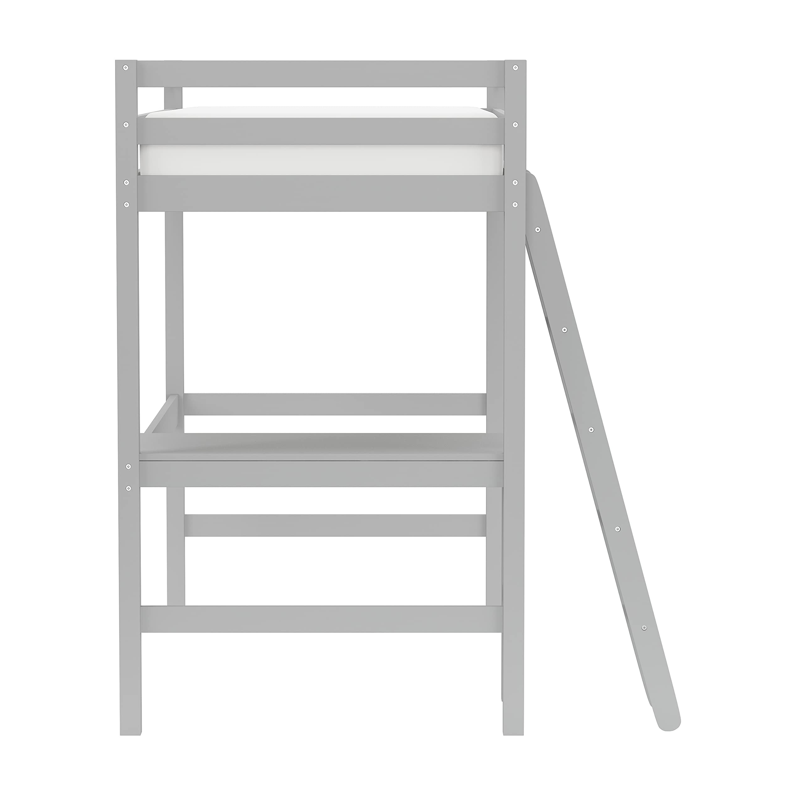 Hillsdale Furniture Caspian Twin Loft Bed with Ladder, Gray - Space-Saving Kids Bedroom Furniture for Small Rooms & Dorm Rooms