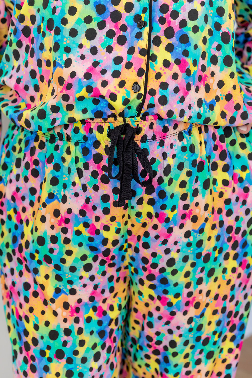 Kasey Rainbow Sundown Long Sleeve Shirt & Pants Sleepwear Set - Rainbow Cheetah Print PJs for Women | Cozy Lounge Wear & Comfortable Nightwear for Relaxing at Home