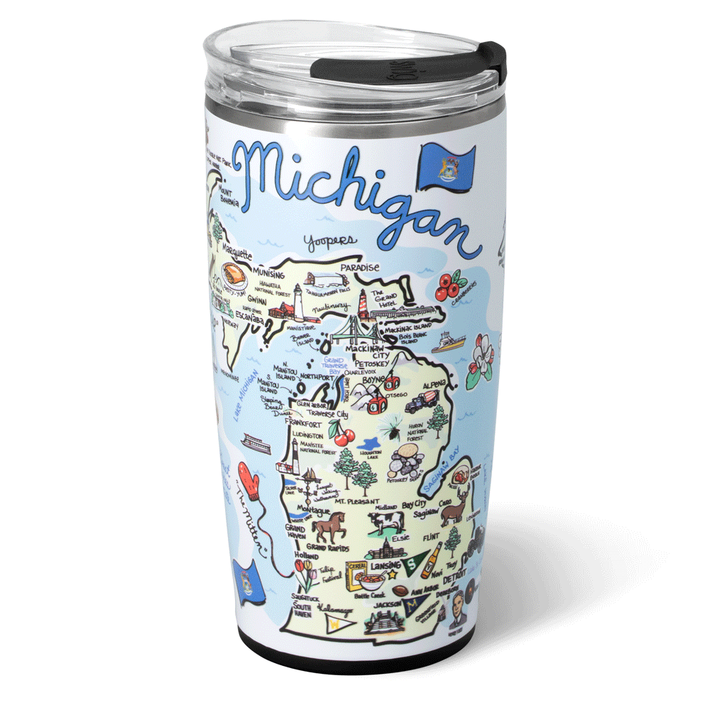 Premium 22oz Michigan Tumbler - Double Wall Vacuum Insulated Stainless Steel Travel Mug - Keeps Drinks Hot/Cold for Hours - Perfect for Coffee, Tea & Outdoor Adventures
