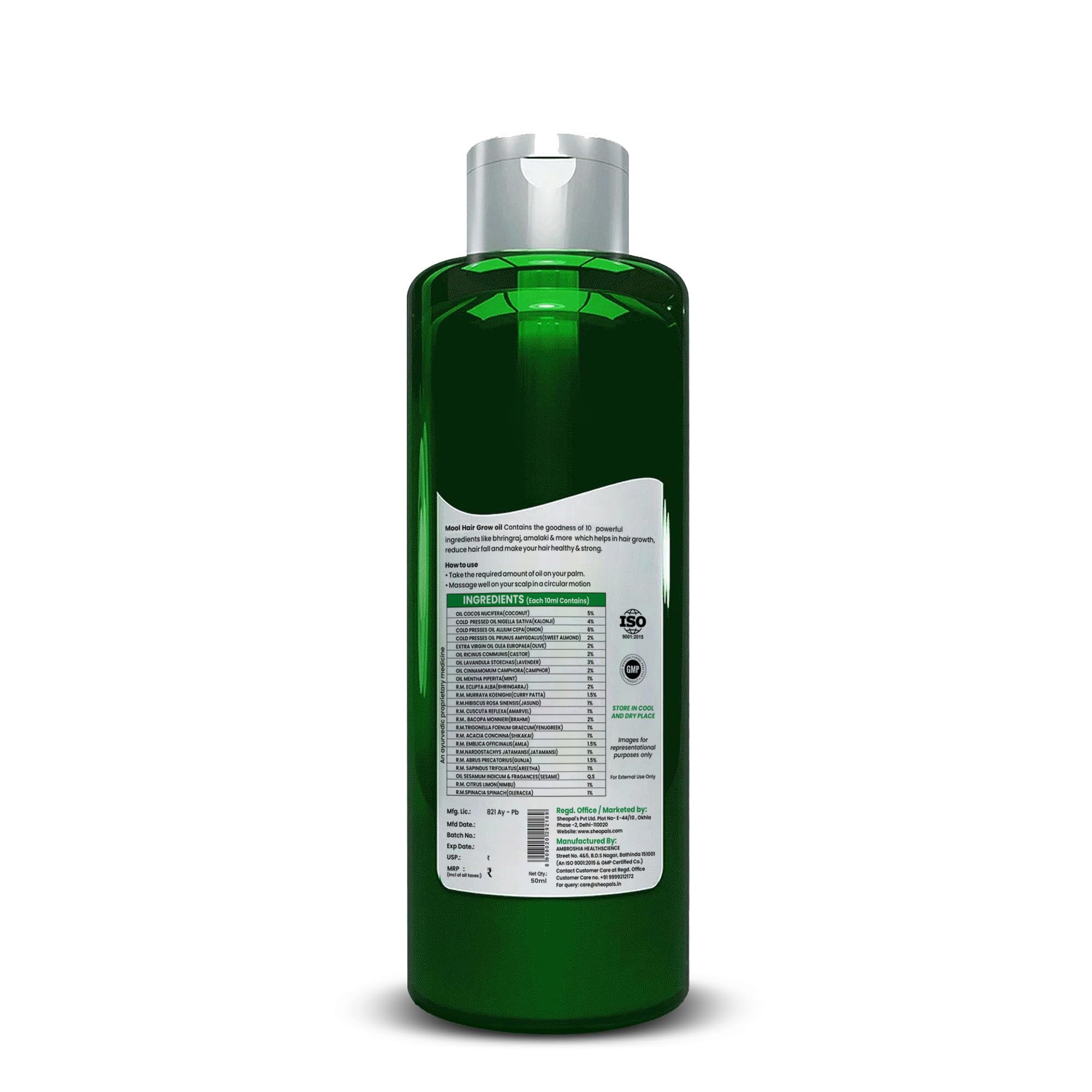 Mool Hair Growth Oil for Men & Women - Ayurvedic Herbal Treatment with Bhringraja, Amla & Brahmi - Stops Hair Fall, Promotes Thickness & Regrowth (50ml) - Perfect for Daily Scalp Massage & Damaged Hair Care