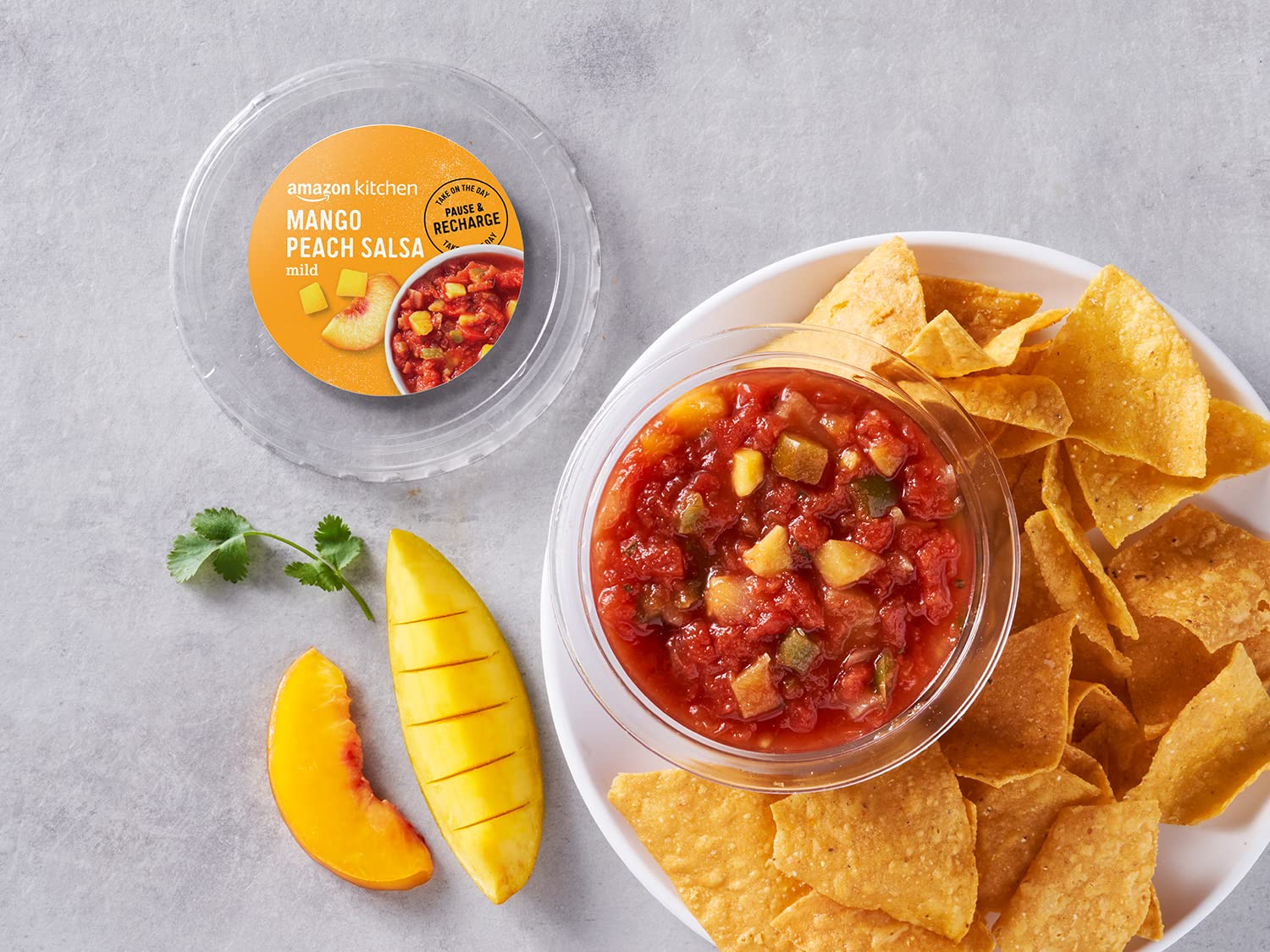 Amazon Kitchen Mango Peach Salsa - Mild Flavor 16 Oz Jar | Perfect for Chips, Tacos, Grilled Meals & Party Dips