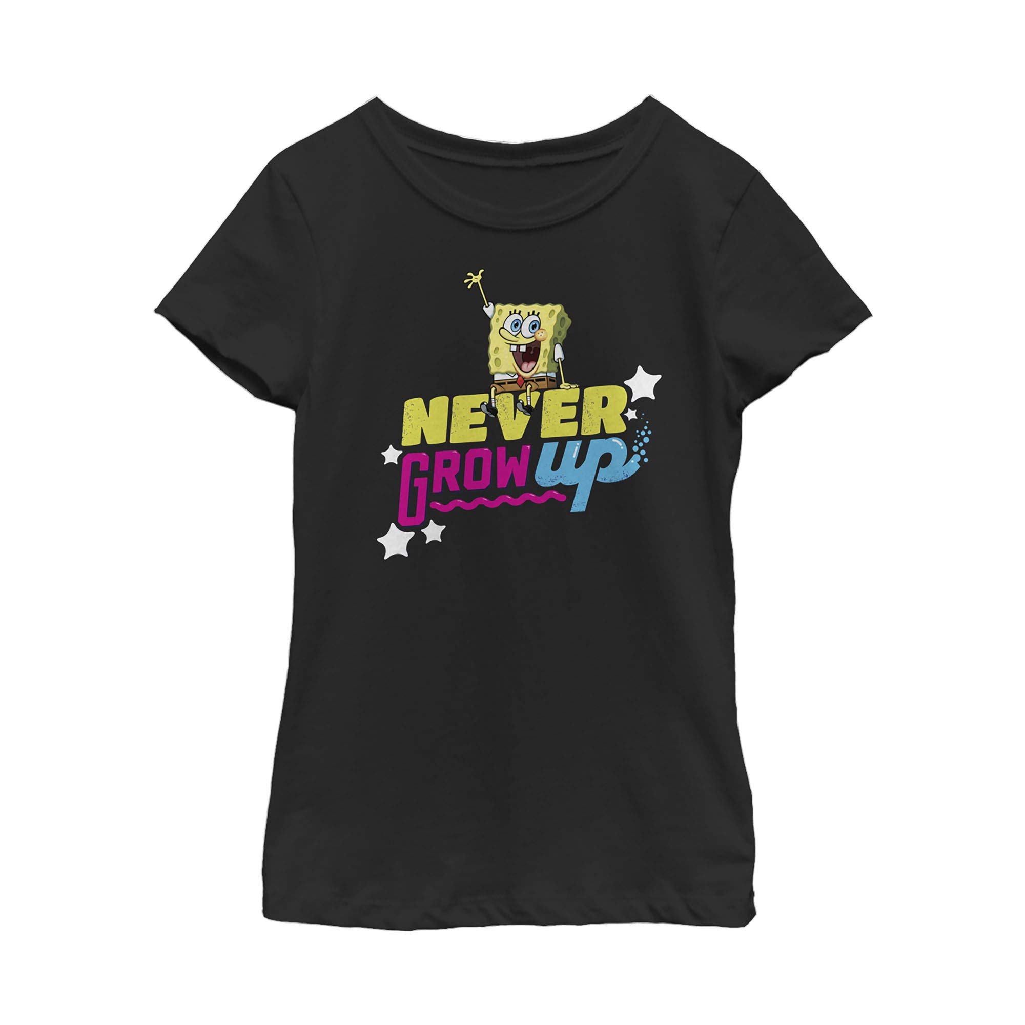SpongeBob SquarePants Never Grow Up Girls Short Sleeve T-Shirt | Fifth Sun | Cute Cartoon Graphic Tee for Kids & Teens | Perfect for School, Playdates & Casual Outfits