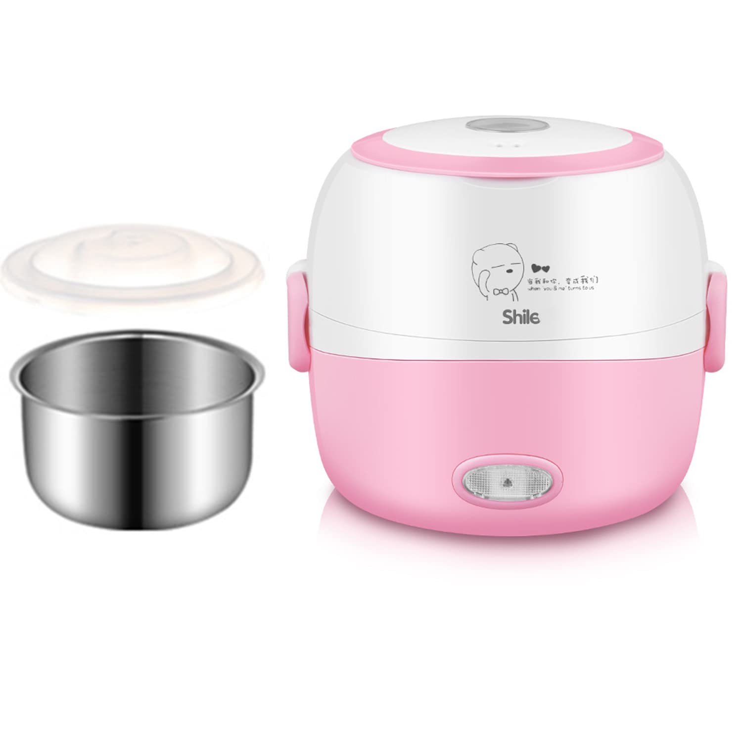 Portable Electric Lunch Box - Mini Rice Cooker & Food Heater for Office, School, Travel | Multifunctional, Pink | Perfect for Meal Prep, Reheating & Cooking On-The-Go