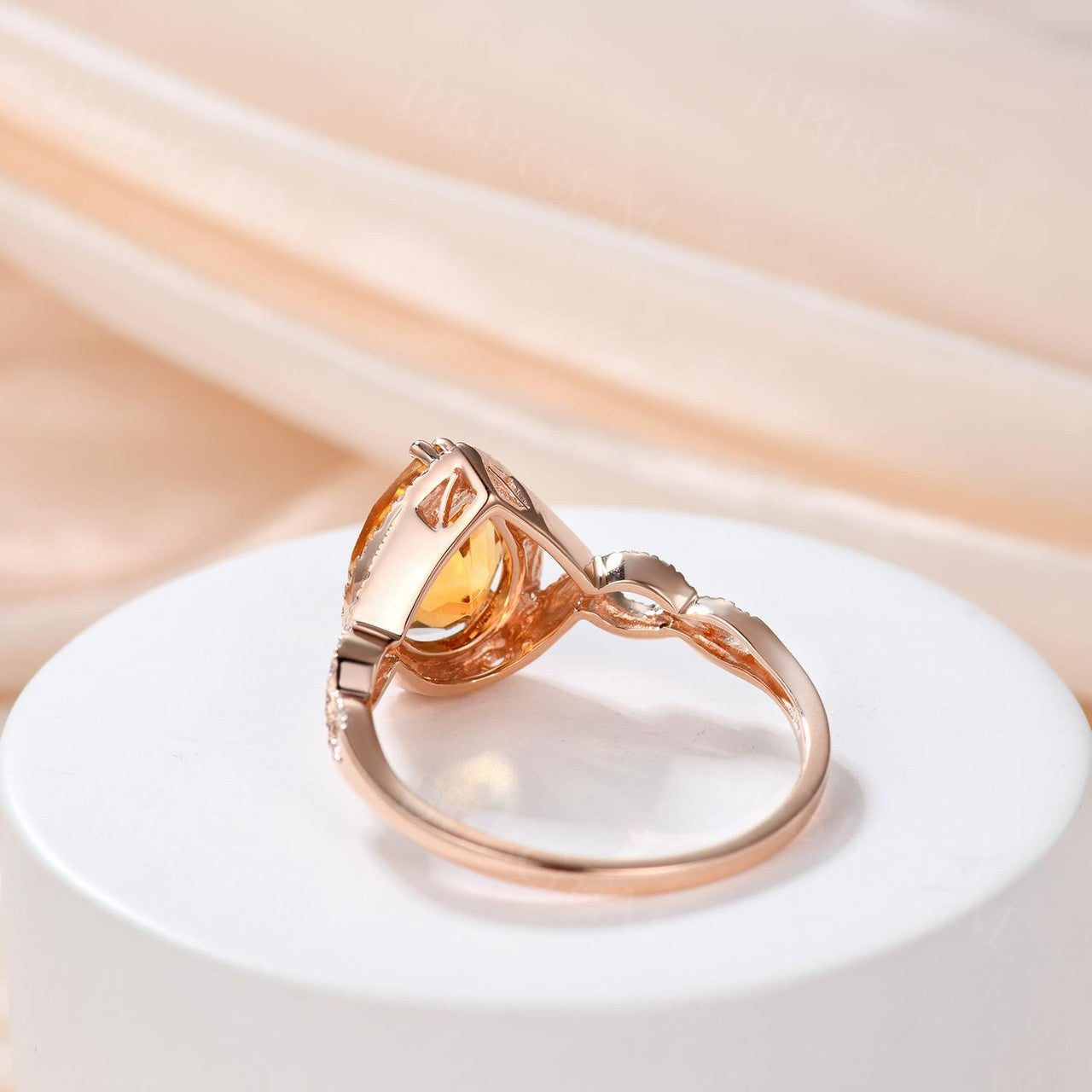 14K White Gold Yellow Citrine Engagement Ring - Handmade Pear Cut Halo Diamond Ring, 6x9mm November Birthstone Promise Ring for Women | Perfect for Proposals, Anniversaries & Special Occasions