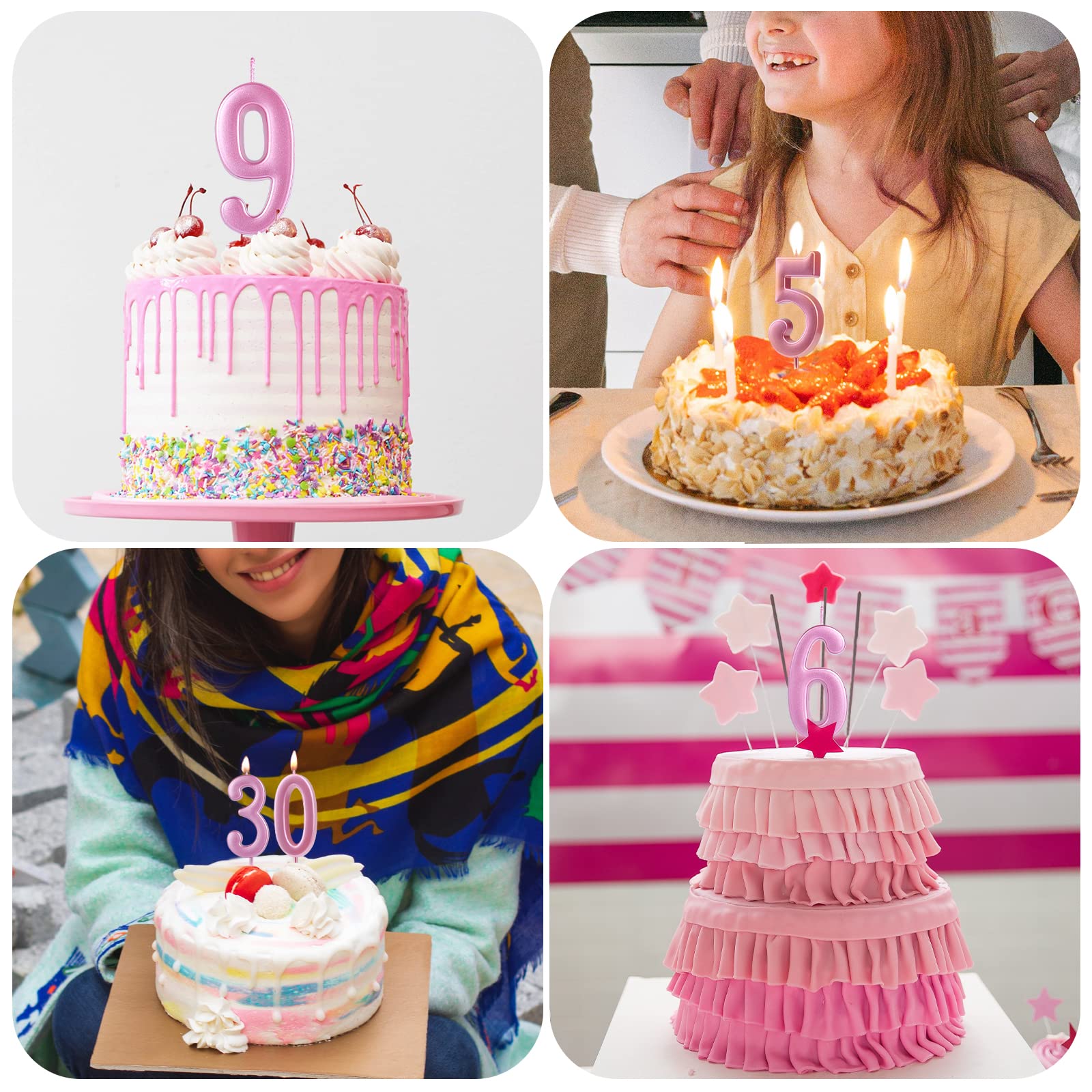 AIEX 2.76 Inch (7cm) Pink Number 5 Cake Candles - Happy Birthday Wedding Anniversary Party Toppers for Cakes, Cupcakes & Desserts | Perfect for Birthday Celebrations, Wedding Anniversaries & Special Events