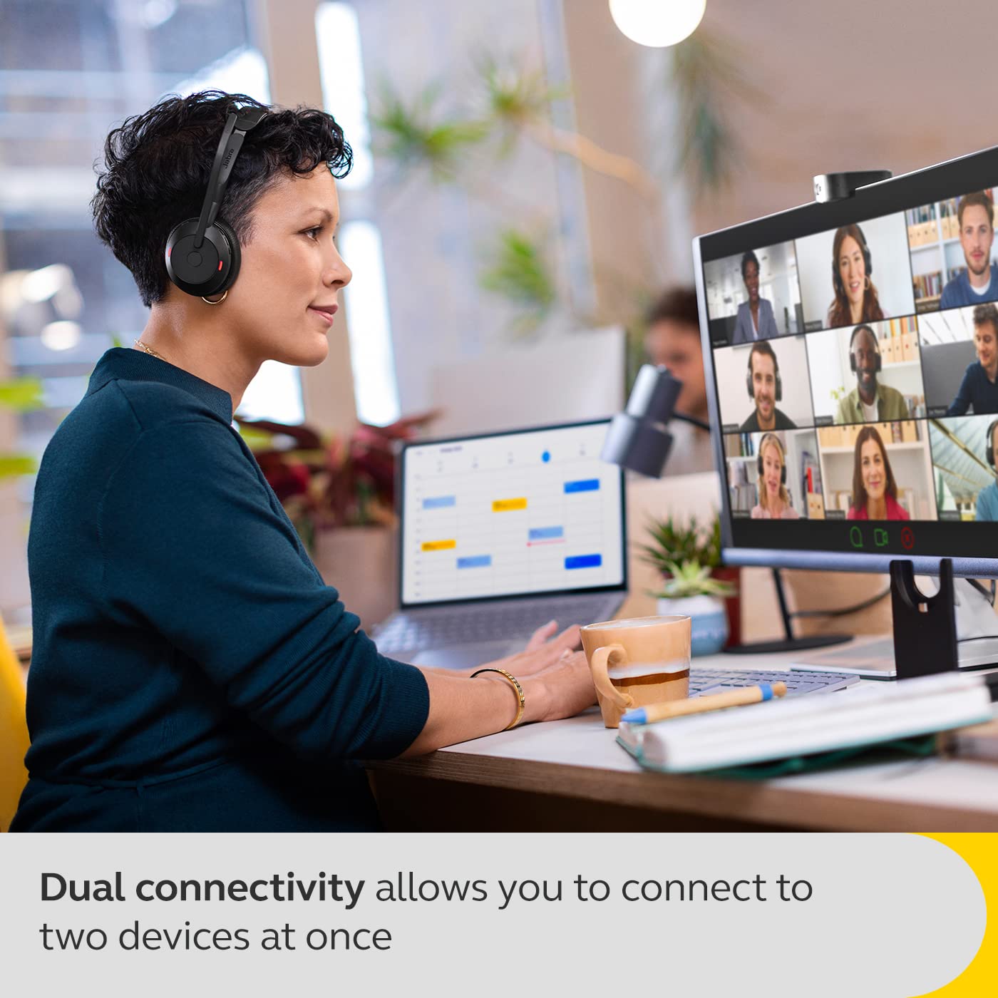 Jabra Evolve2 55 Mono Wireless Headset with Air Comfort Technology - Noise Cancelling Microphone & ANC - UC Compatible (Zoom, Google Meet) - Black - Perfect for Home Office & Remote Work