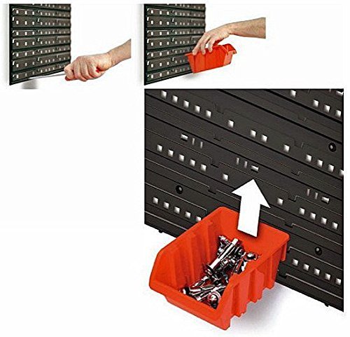 75 Black XS & 60 Black S Size Storage Bins with Wall Mounted Panel - Space Saving Closet, Garage & Pantry Organization Solution