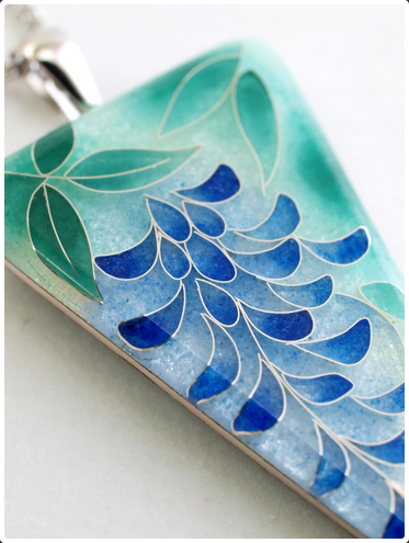 Yusen Shippo Pendant Necklace - Elegant Wisteria Flower Japanese Cloisonne Jewelry for Women | Perfect Gift for Birthday, Anniversary & Special Occasions