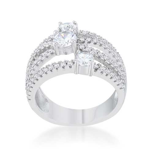 1.8ct CZ Statement Ring for Women - Elegant Rhodium Plated Cubic Zirconia Cocktail Ring | Perfect for Parties, Weddings & Special Occasions