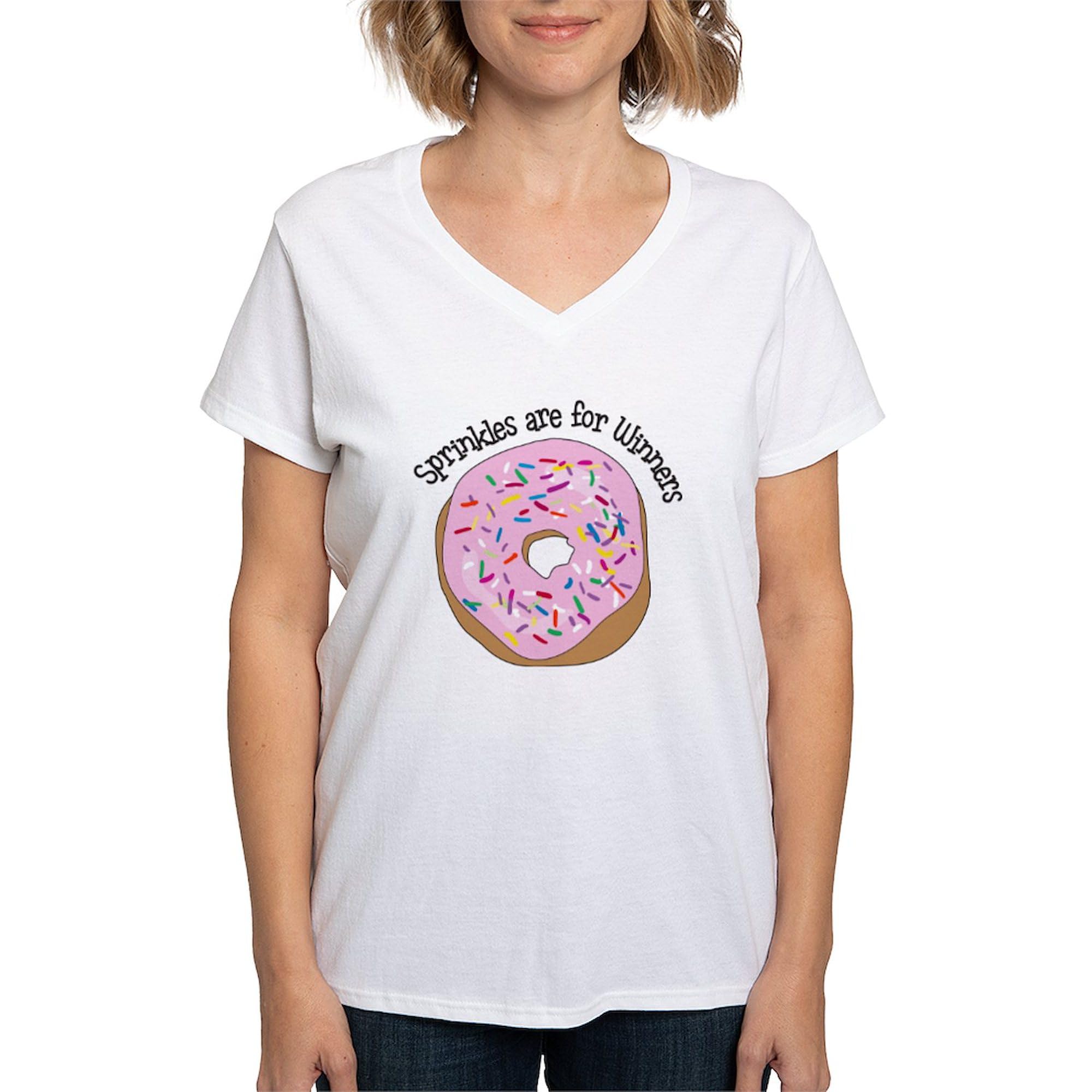 Women's Cotton V-Neck T-Shirt - 'Sprinkles Are for Winners' Funny Graphic Tee | CafePress | Casual Wear, Gifts, Parties & Everyday Outfits