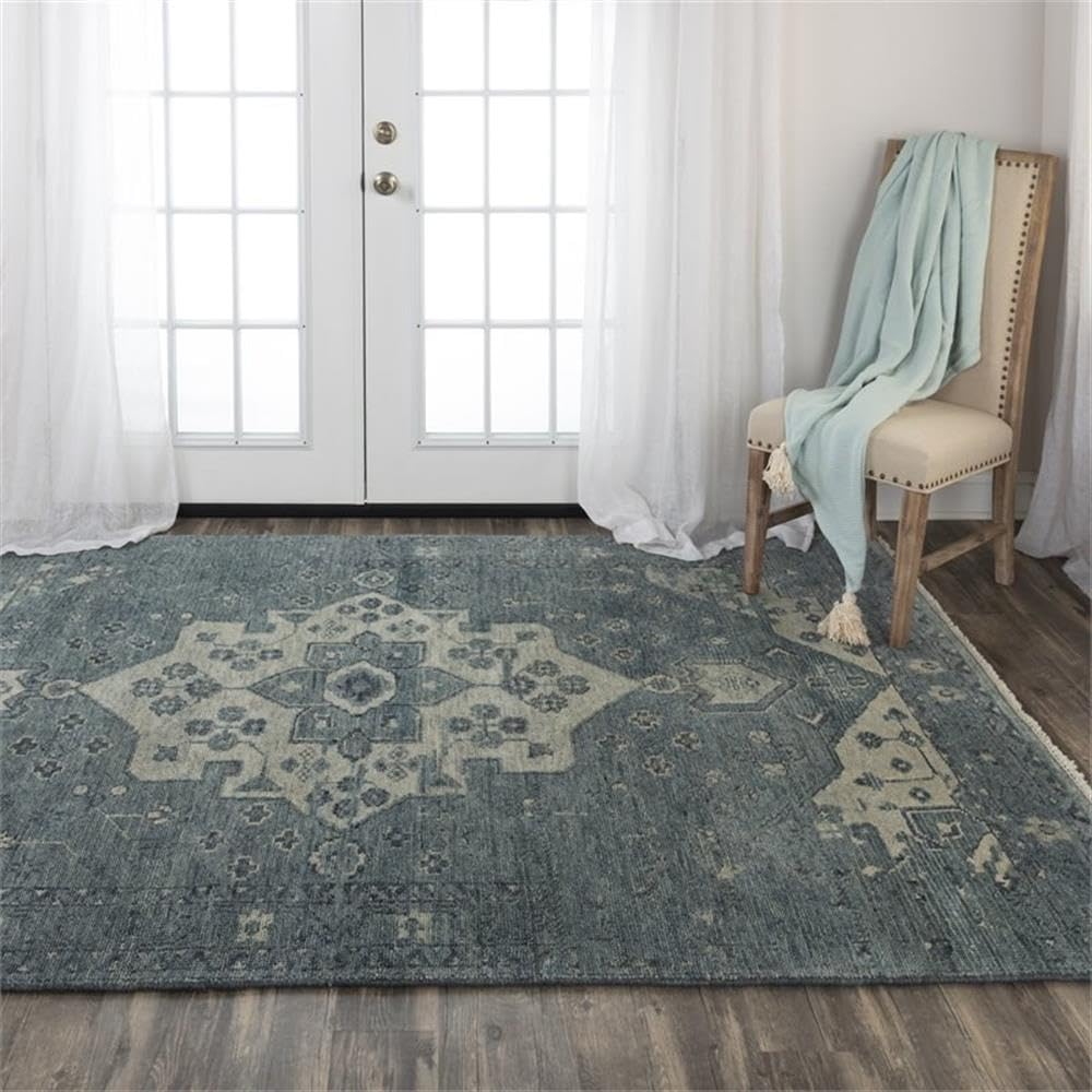 Alora Abby 8x10 Hand Knotted Blue Rug for Living Room Decor