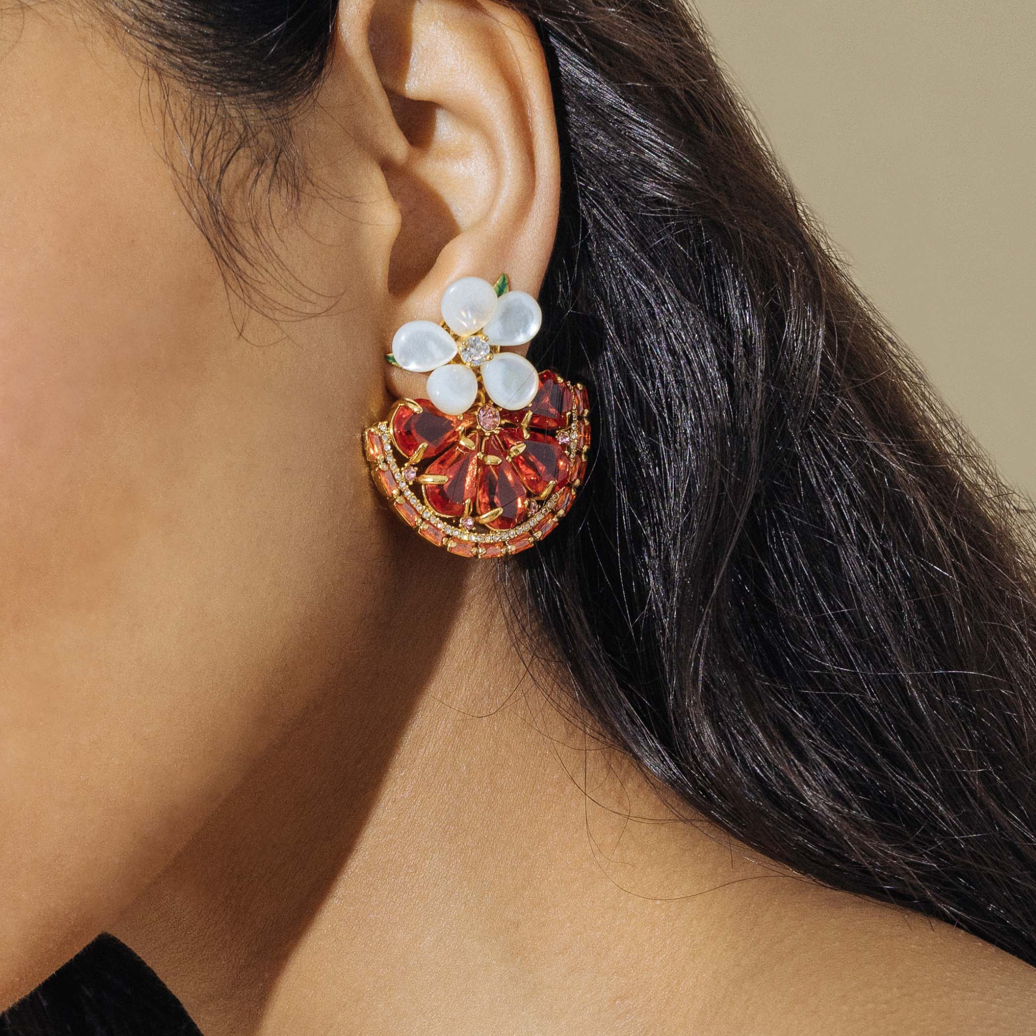 Spritz Please Orange Slice Stud Earrings - Fun Citrus Fruit Jewelry for Women - Perfect for Summer, Beach Vacations & Tropical Parties