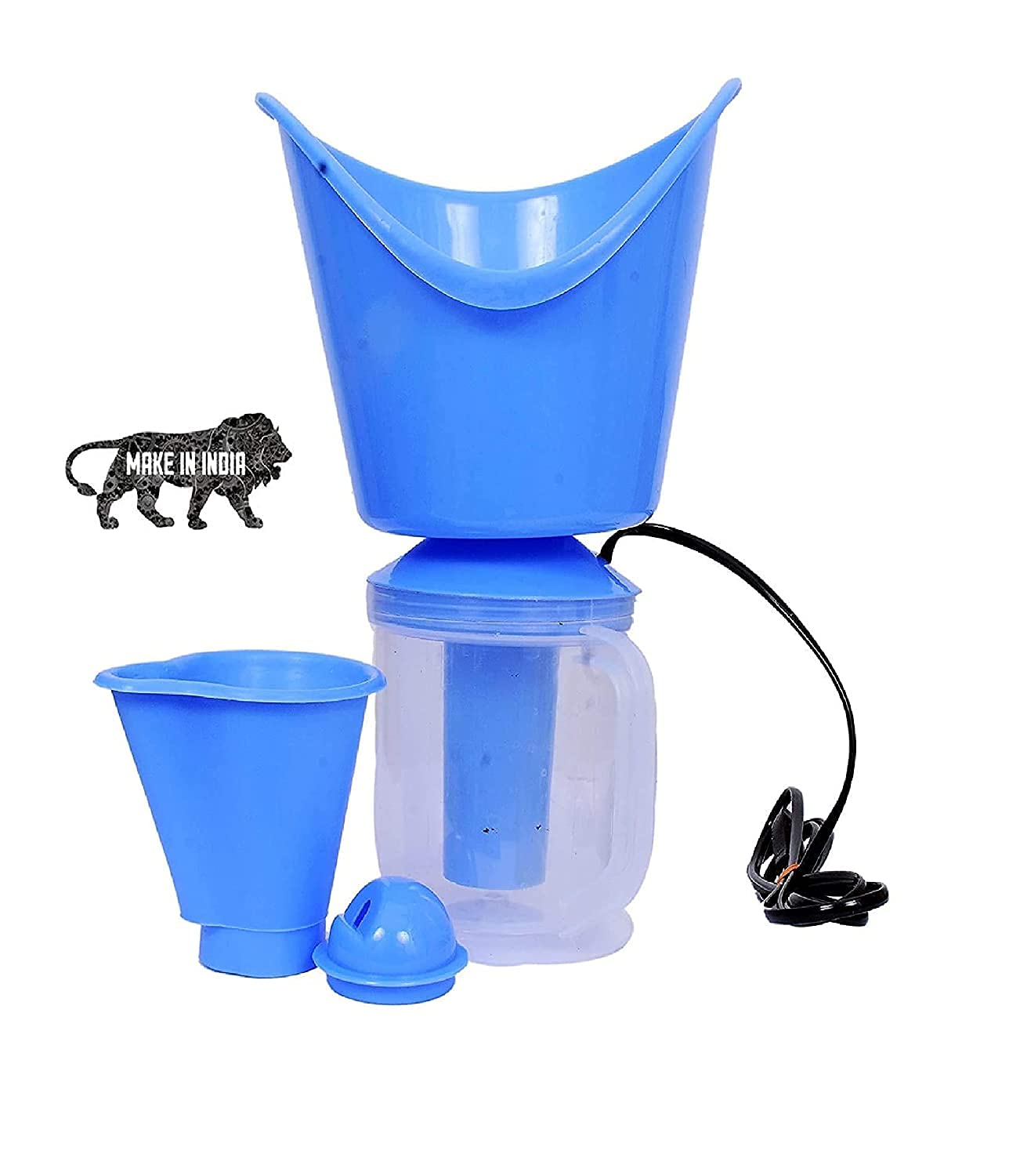 ELECOPTO 3-in-1 Steam Vaporizer for Cold & Cough Relief - Nasal Steamer, Facial Inhaler, Sinus Decongestor - Portable Personal Humidifier for Home & Travel Use (Blue)
