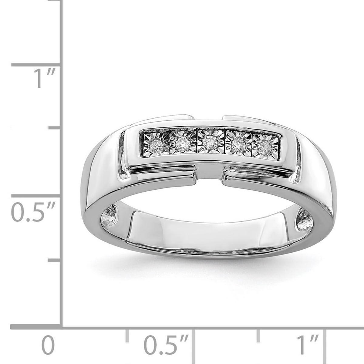 925 Sterling Silver Men's Diamond Ring - Polished Wedding Band for Men, Engagement Ring, Anniversary Gift for Him, Perfect for Special Occasions
