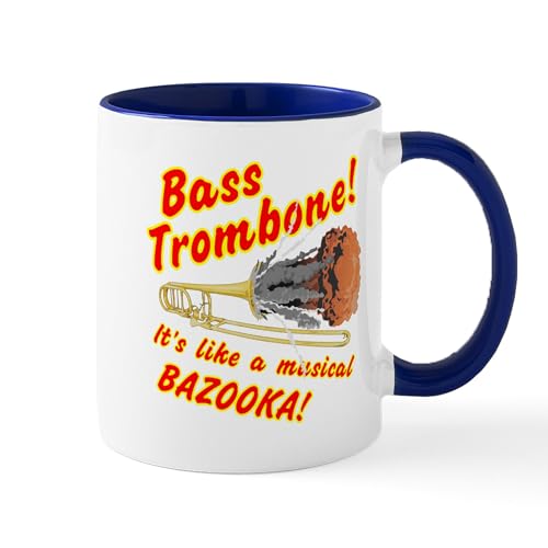 White/Navy Inside - Bass Trombone Musical Bazooka Mugs