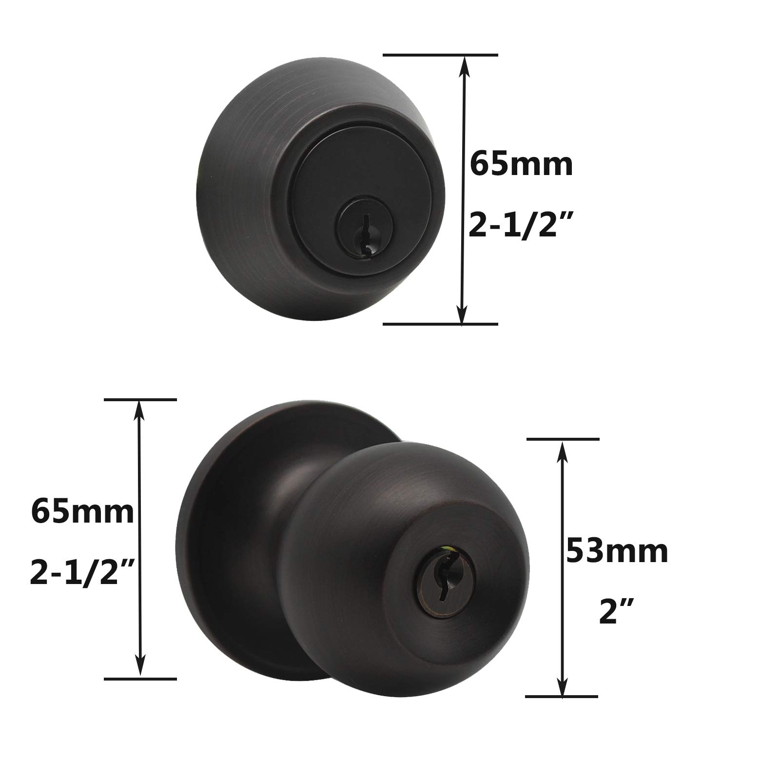 Gobrico Classic Oil Rubbed Bronze Entry Door Lock Set with Single Cylinder Deadbolt - 1 Pack Keyed Alike for Enhanced Home Security | Perfect for Front Doors, Main Entrances & High-Traffic Areas