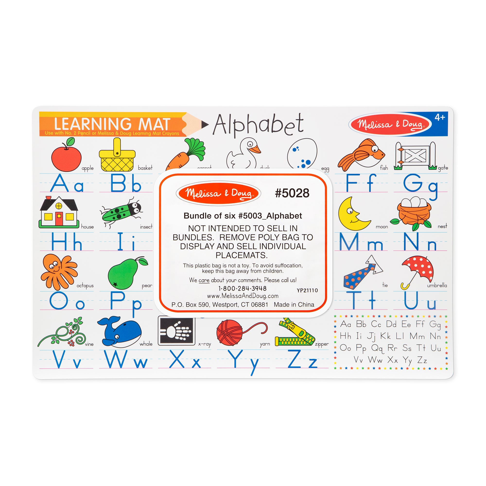 Alphabet Write A Mat (Bundle of 6) - Reusable Learning Mats for Kids - Perfect for Homeschooling, Preschool & Kindergarten Writing Practice