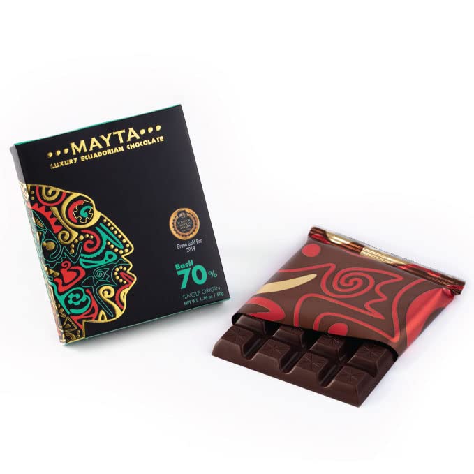 Mayta Gourmet Dark Chocolate Bars 70% Cacao with Exotic Fruits & Basil - Premium Ecuadorian Fine Aroma Cocoa - 12 Pack (600g) - Perfect for Gifts, Dessert Pairing & Gourmet Snacking