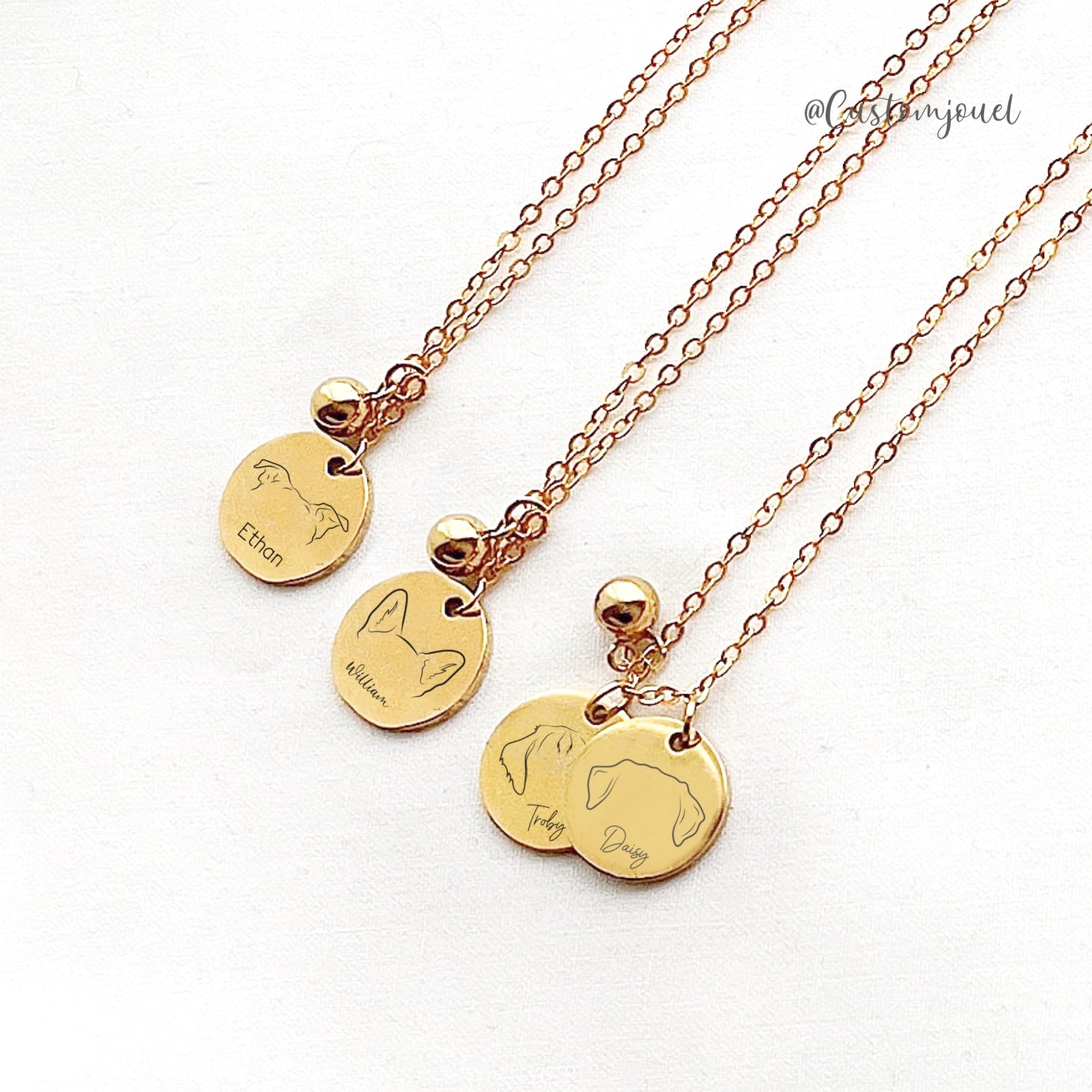Custom Dog Breed Necklace - Personalized Engraved Dog Ears Pendant with Decorative Ball Charm | Cute Pet Jewelry Gift for Dog Lovers | Perfect for Birthdays, Anniversaries & Pet Memorials