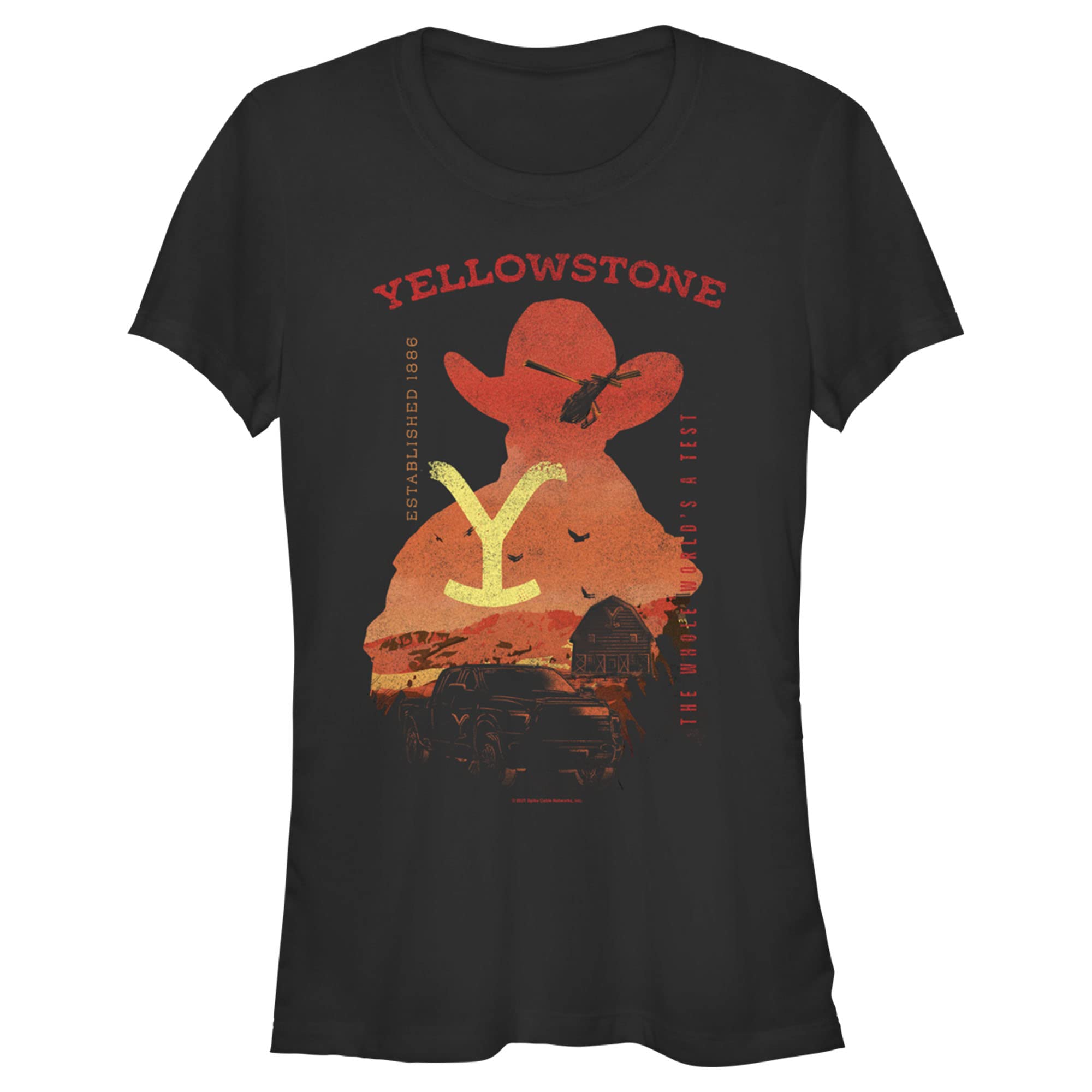 Yellowstone Sunset Silhouette John Dutton & Truck Graphic T-Shirt for Men - Western TV Show Inspired Casual Tee for Fans, Outdoor Activities, and Everyday Wear