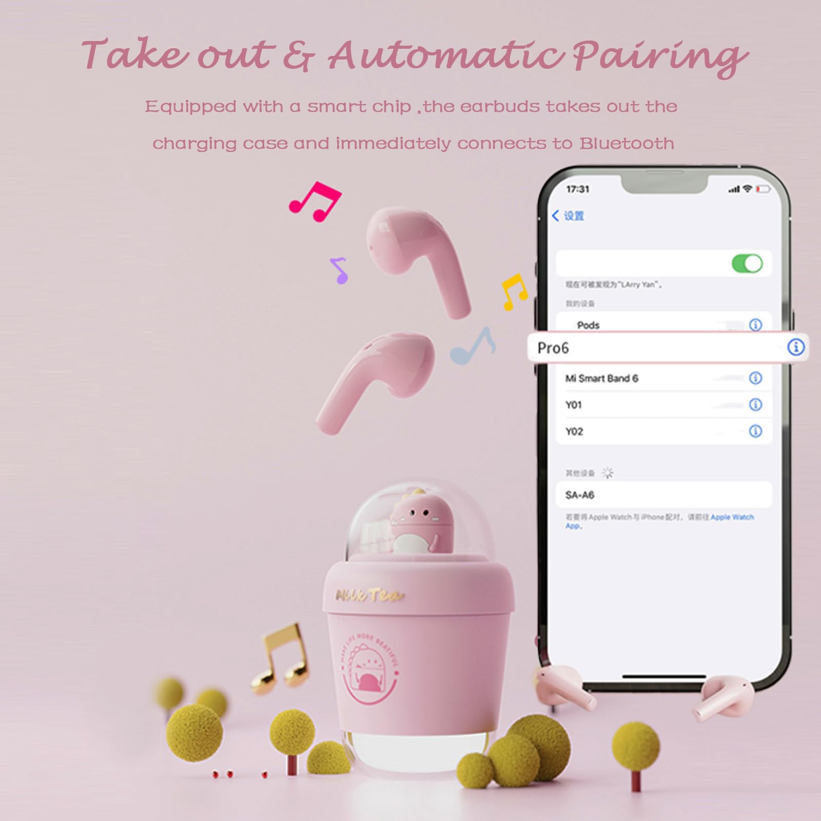 Unicorn Bluetooth Earbuds for Kids - Wireless Headphones with Small Ear Tips, Cute Kawaii Design for School, Sports & Travel - Perfect for Small Ears & Active Lifestyles