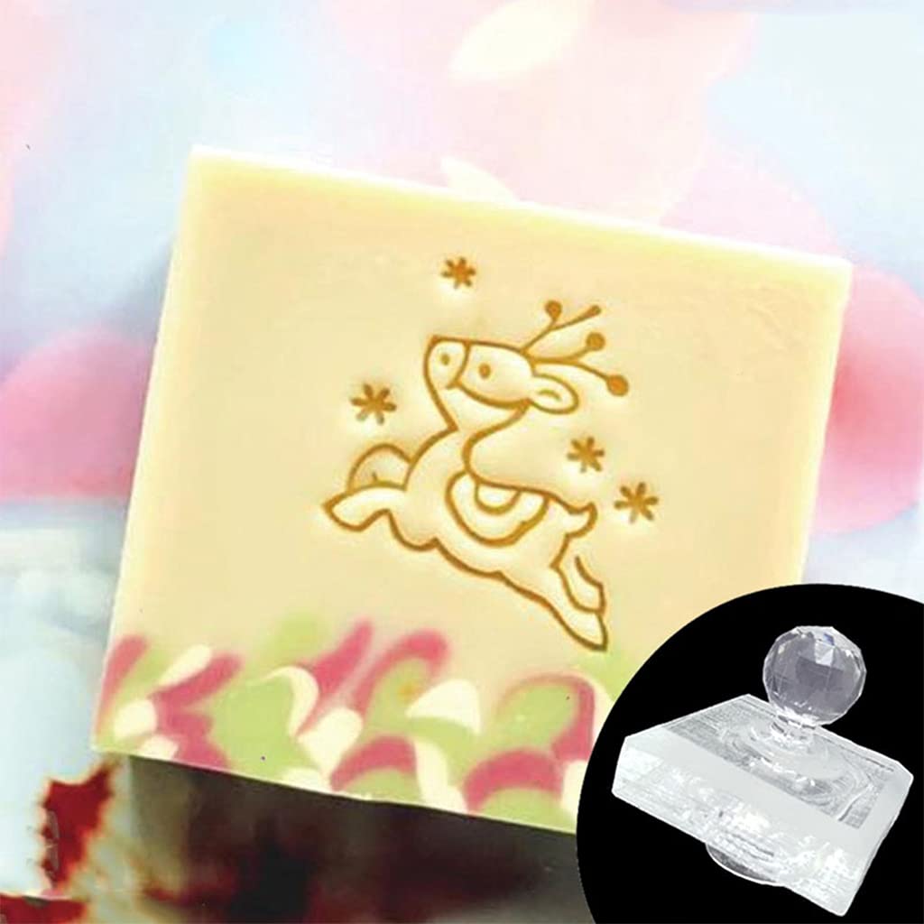 FUNCOCO Acrylic Transparent Soap Stamp - Handmade Cute Natural Soap Stamp for DIY Soap Making, Christmas Party Decorations (Type B-60) - Perfect for Handcrafted Soap Gifts, Bathroom Decor & Holiday Crafts