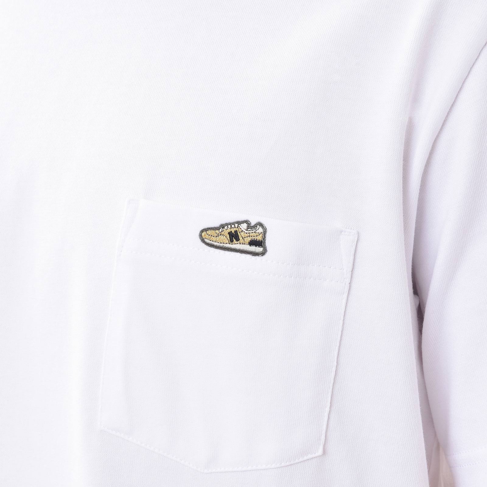 New Balance Men's White Pocket Tee with Shoe Patch - Casual Comfort for Everyday Wear & Street Style