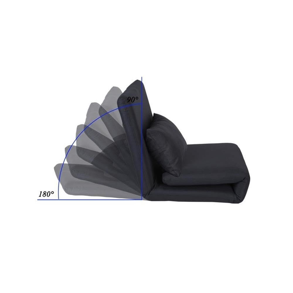 Relaxie Floor Chair - Black Linen Sleeper Sofa for Dorm, Bedroom & Living Room | Foldable Lounger for Reading, Gaming & TV Watching