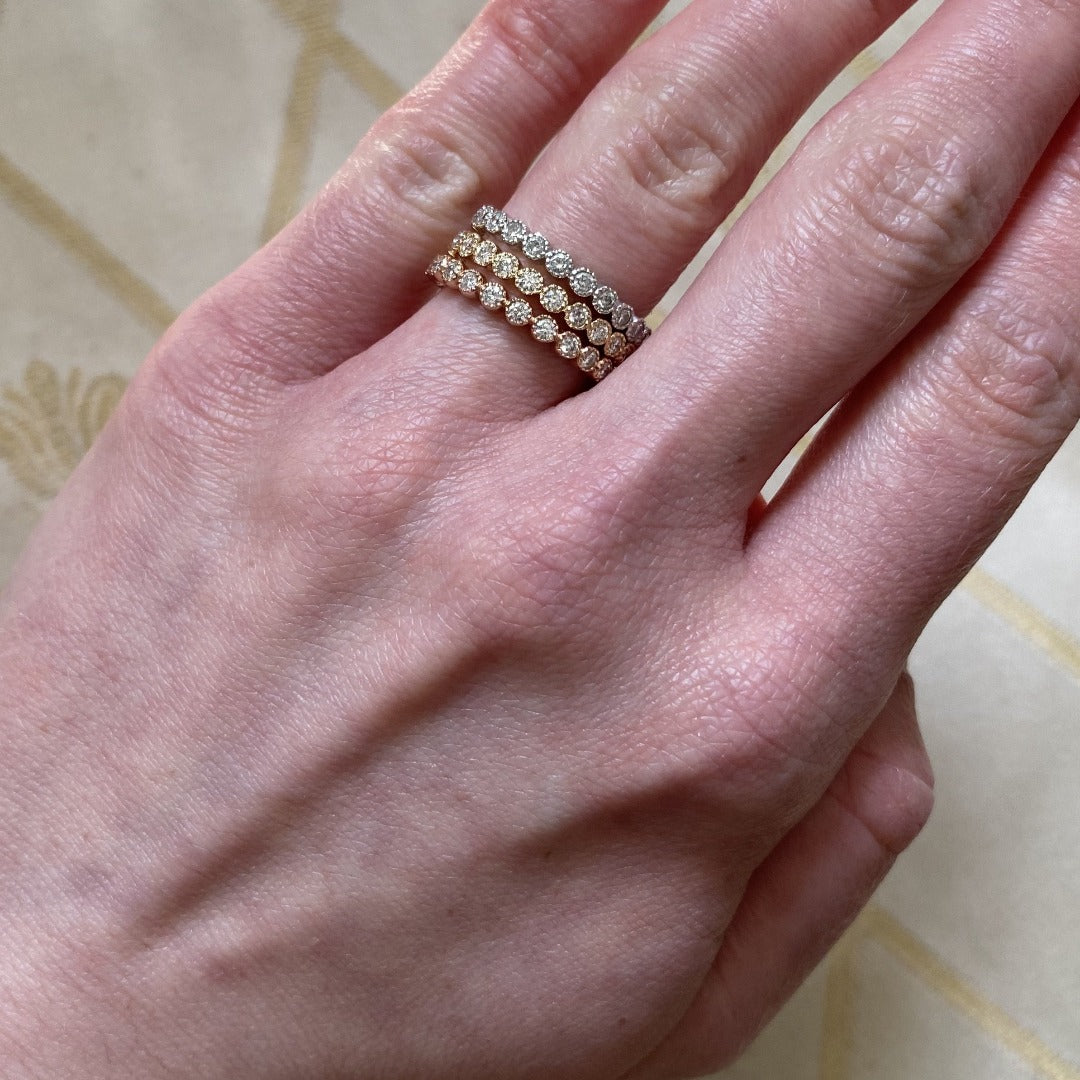 0.50 Carat Diamond Bezel Milgrain 14K White Gold Eternity Wedding Band - Perfect for Anniversaries, Engagements & Bridal Jewelry Gifts