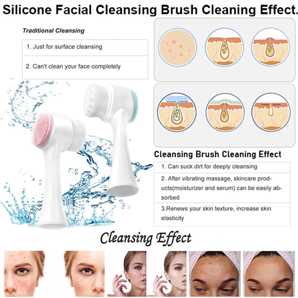 **Soft Silicone Facial Cleansing Brush - Gentle Exfoliating for Blackhead Removal & Skin Brightening - Ergonomic Travel-Friendly Design - Pack of 1 (Blue) - Perfect for Daily Skincare & On-the-Go Beauty Routine**
