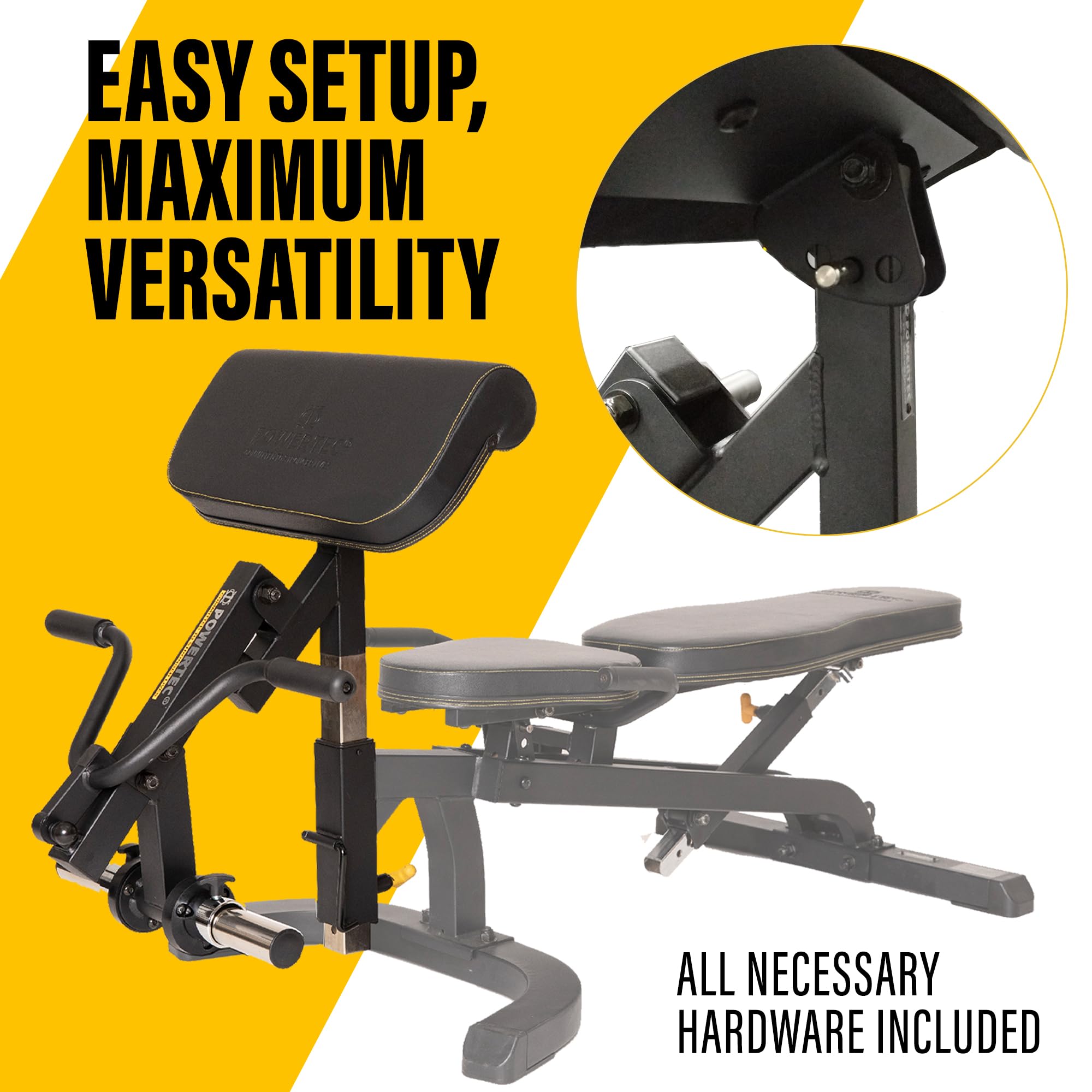 Powertec Fitness Workbench Curl Weight Machine Attachments - 200 lbs Capacity Bicep Curl Equipment for Powertec Workbenches - Premium Home Gym Accessories for Strength Training & Muscle Building