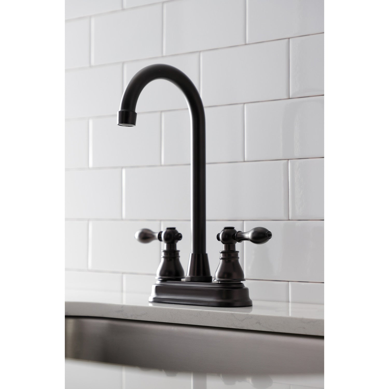 American Classic KB495ACL Two-Handle 2-Hole Deck Mount Bar Faucet in Oil Rubbed Bronze - Perfect for Kitchen Bars, Wet Bars, and Outdoor Entertaining Areas
