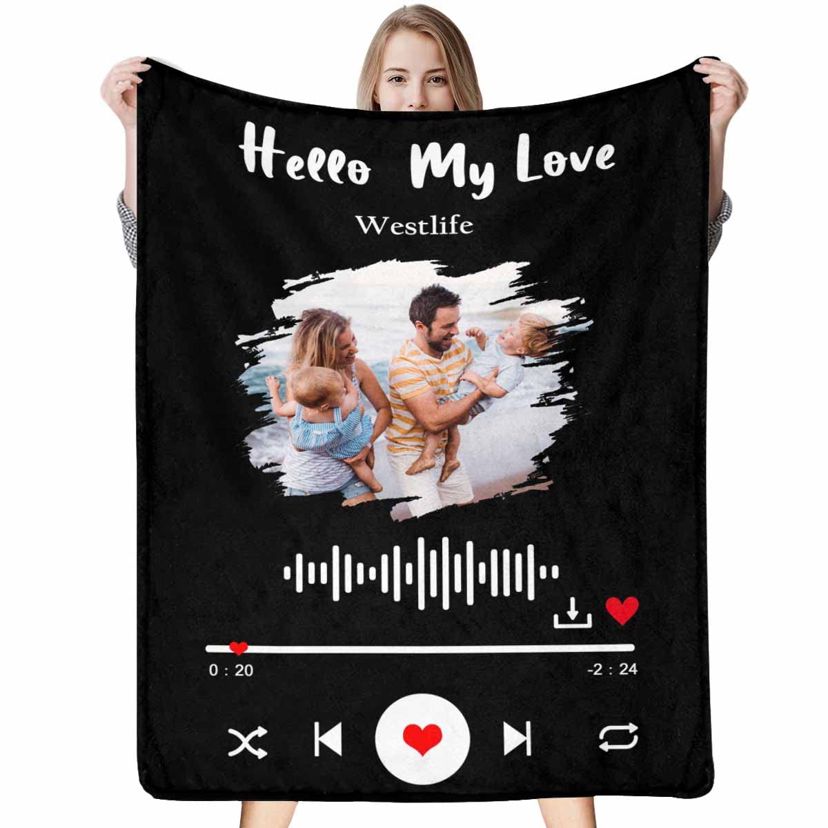 MyPupSocks Custom Best Friend Blanket for Women - Personalized Spotify Code Throw Blanket for BFFs, Sisters & Friends - 60x80 Soft Fleece Gift for Birthday, Office & Travel - Perfect for Movie Nights, Sleepovers & Cozy Home Decor