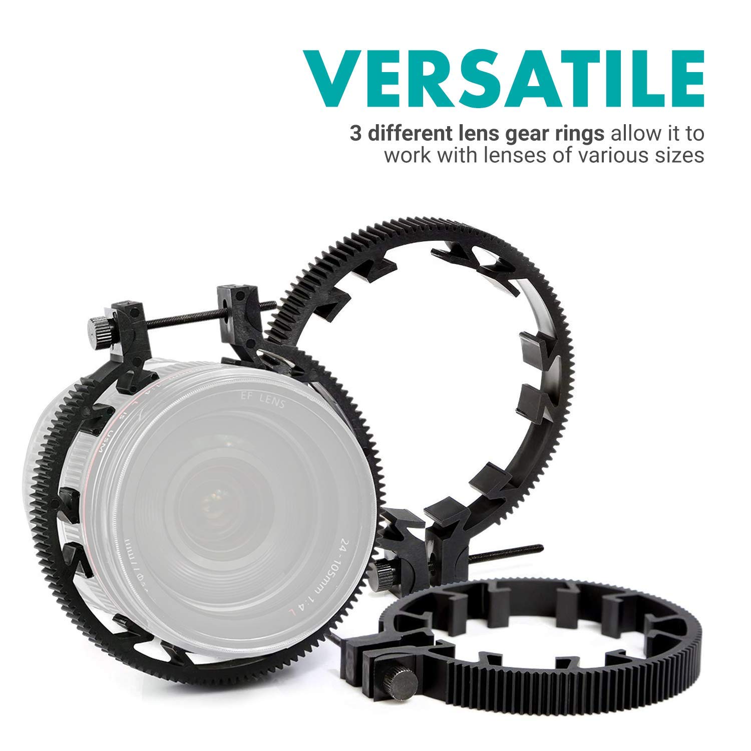 Movo F2X Precision Follow Focus System with Hard Stops - Adjustable 65mm, 75mm, 85mm Gear Rings for DSLR & Mirrorless Cameras - Ideal for Filmmaking, Videography & Professional Video Production