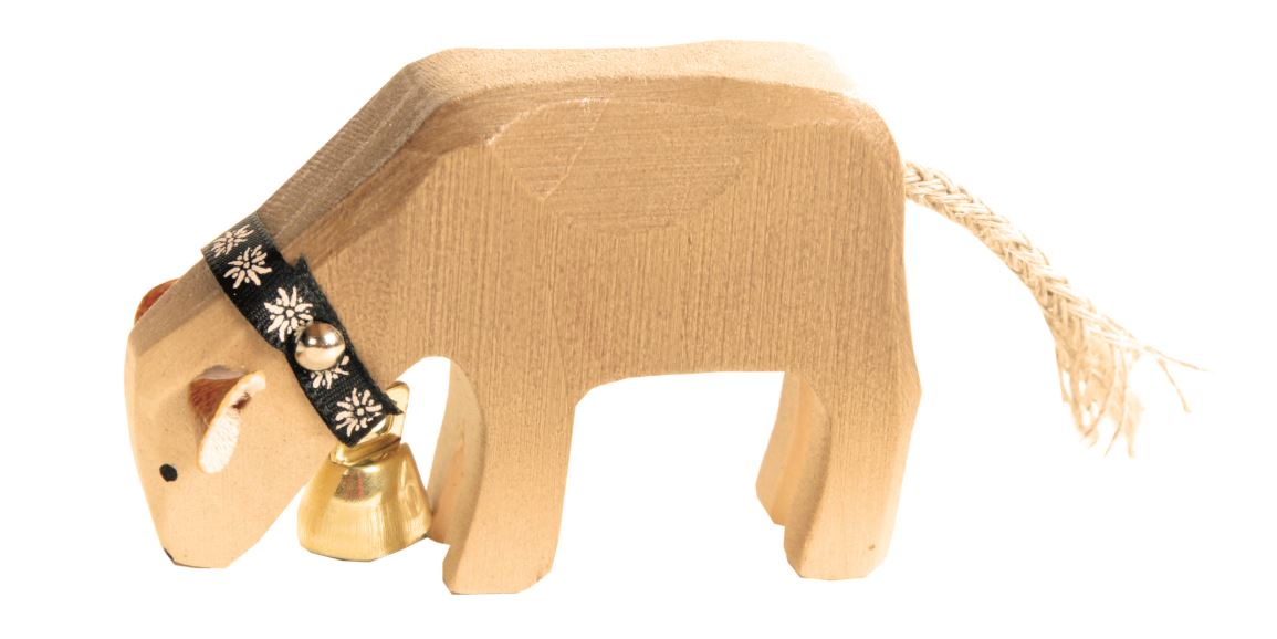 Marc Trauffer Traditional Swiss Cow Figurine - Handmade Wooden Decor for Home & Office - Perfect for Farmhouse, Alpine, and Swiss-Themed Decorations
