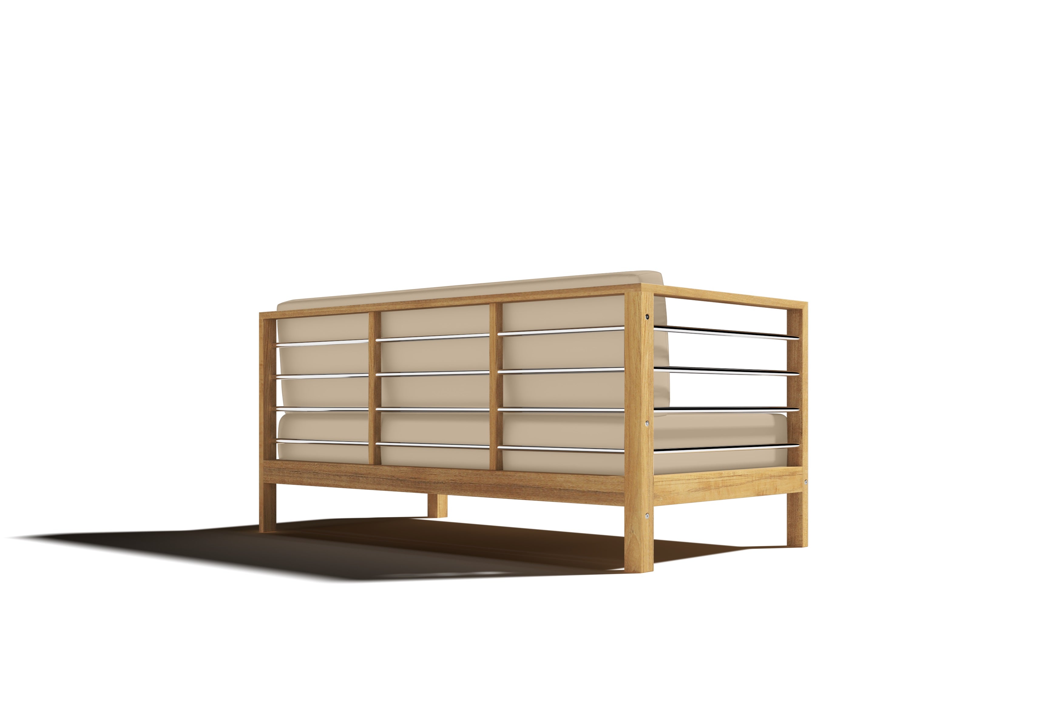 Leon Teak Outdoor Sectional Left Sofa with Sunbrella Fawn Cushion - Weather-Resistant Patio Furniture for Backyard, Poolside & Garden Relaxation