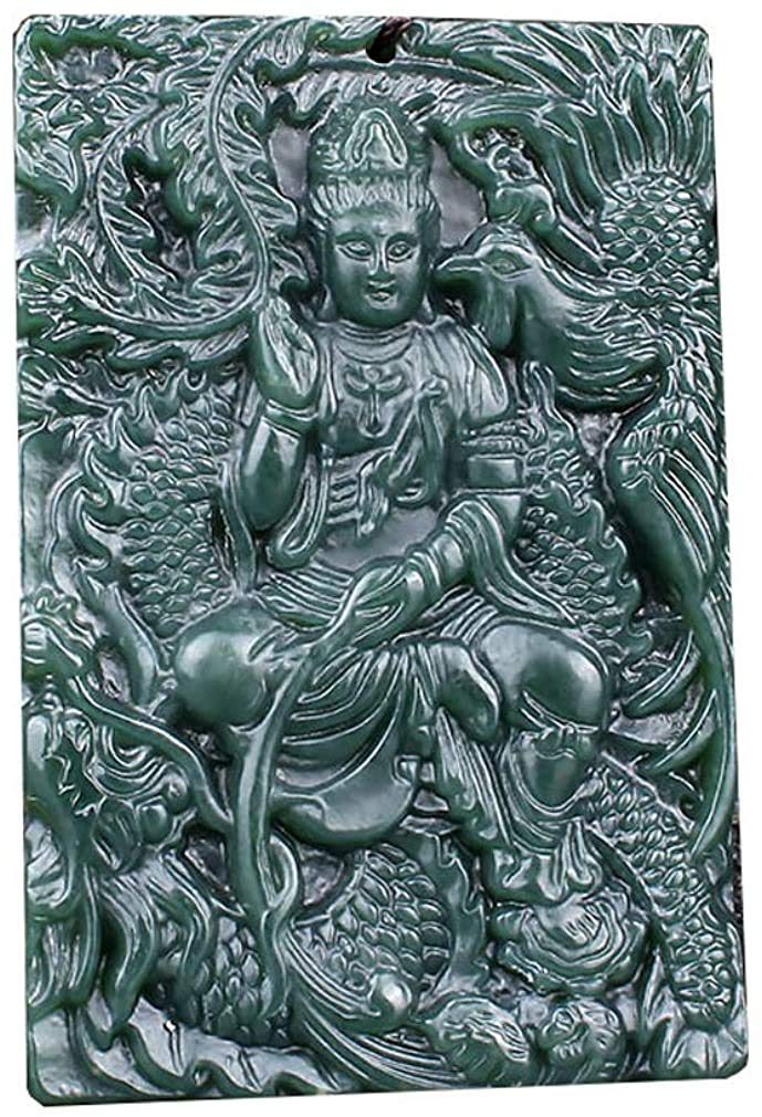 Natural Green Jade Pendant Necklace for Women & Men - Dragon, Phoenix, Buddha, Kwan-Yin & Eight Trigrams Amulet | Spiritual Protection & Fashion Jewelry Gift