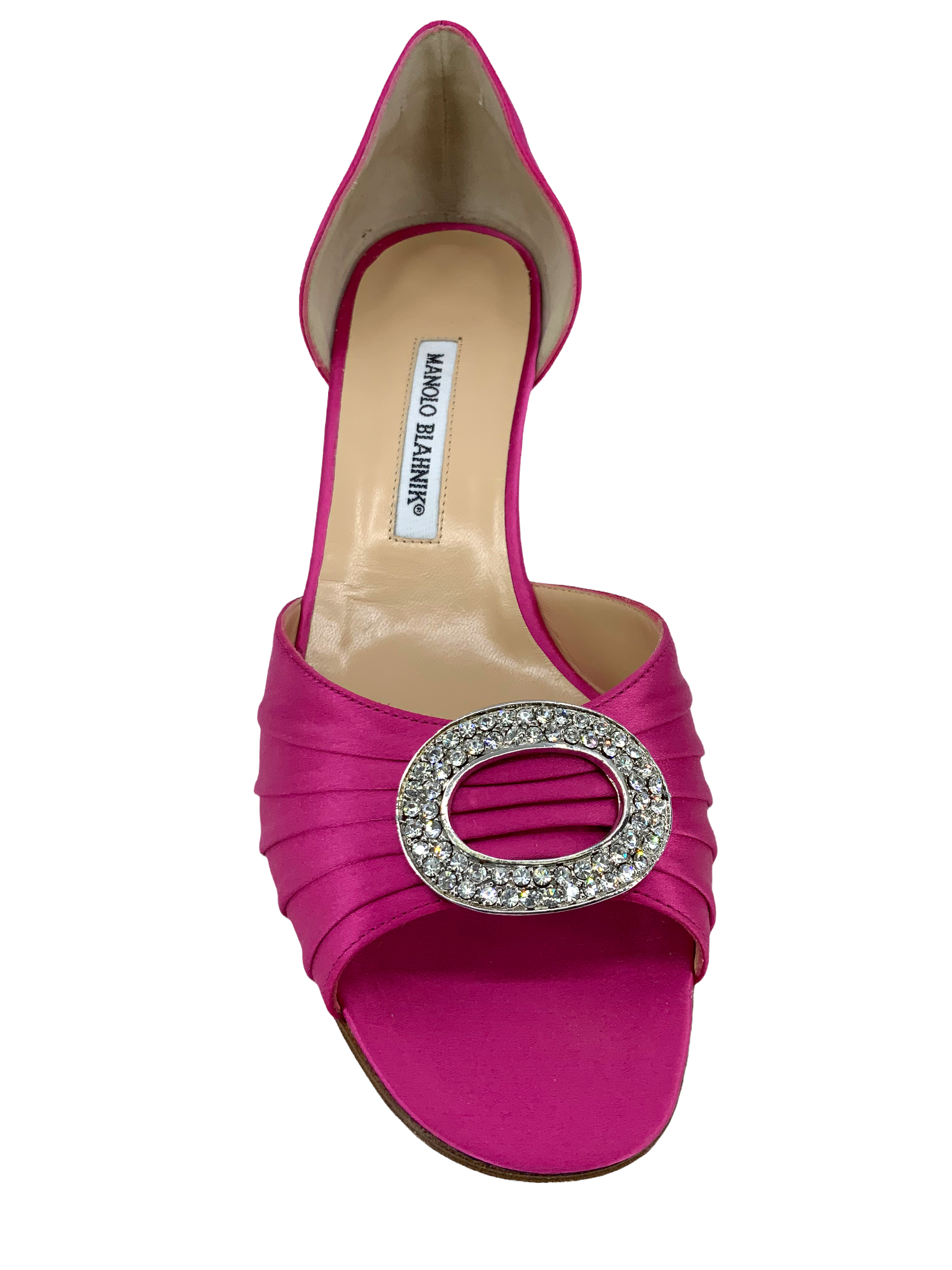 Manolo Blahnik Sedarby Embellished Satin d'Orsay Pumps Women's Size 10.5 - Luxury Evening Heels for Weddings, Parties & Special Occasions