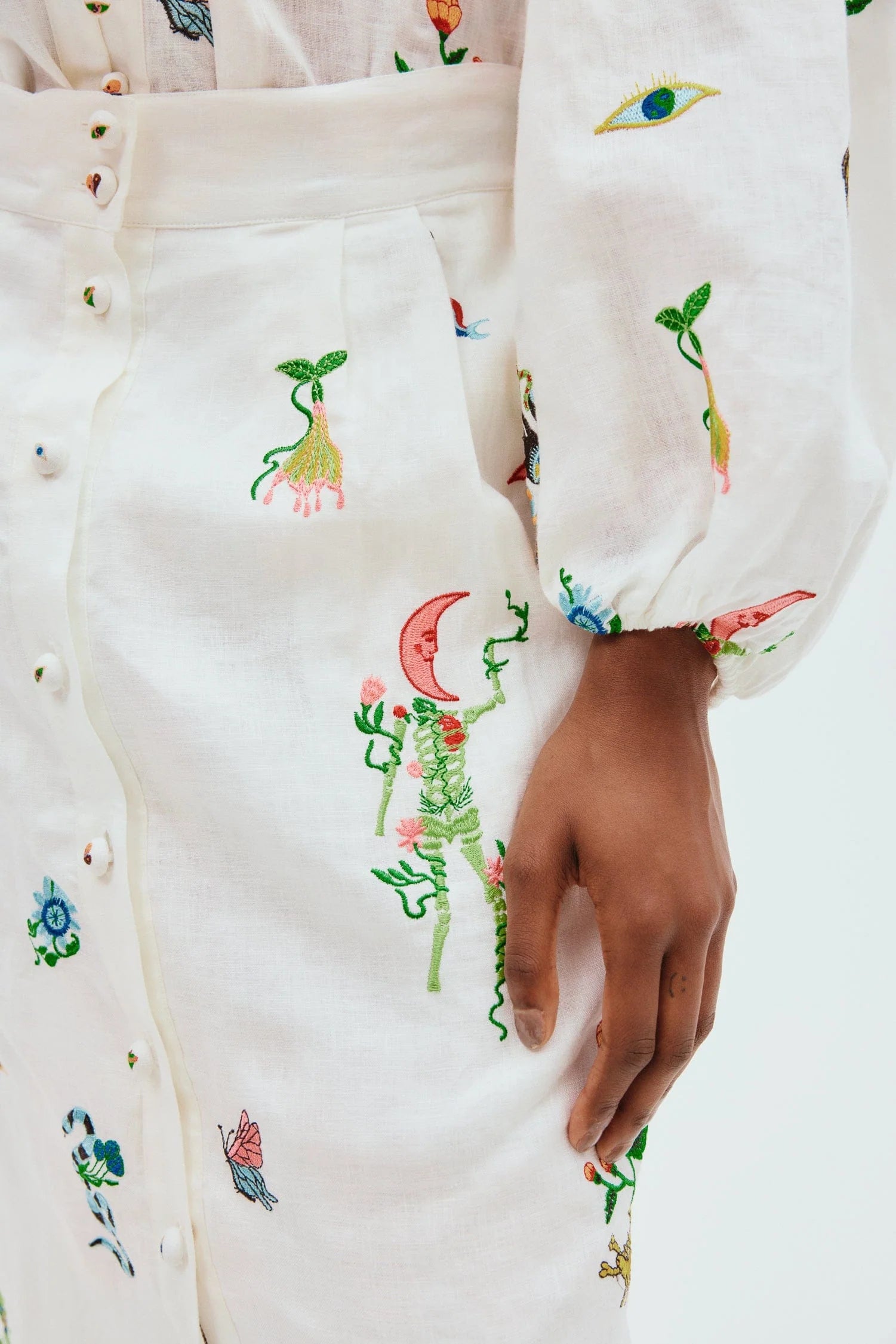 Atticus Embroidered Skirt for Women - Floral Design, A-Line, High Waist, Comfortable & Stylish - Perfect for Casual Outings, Parties, and Summer Dresses