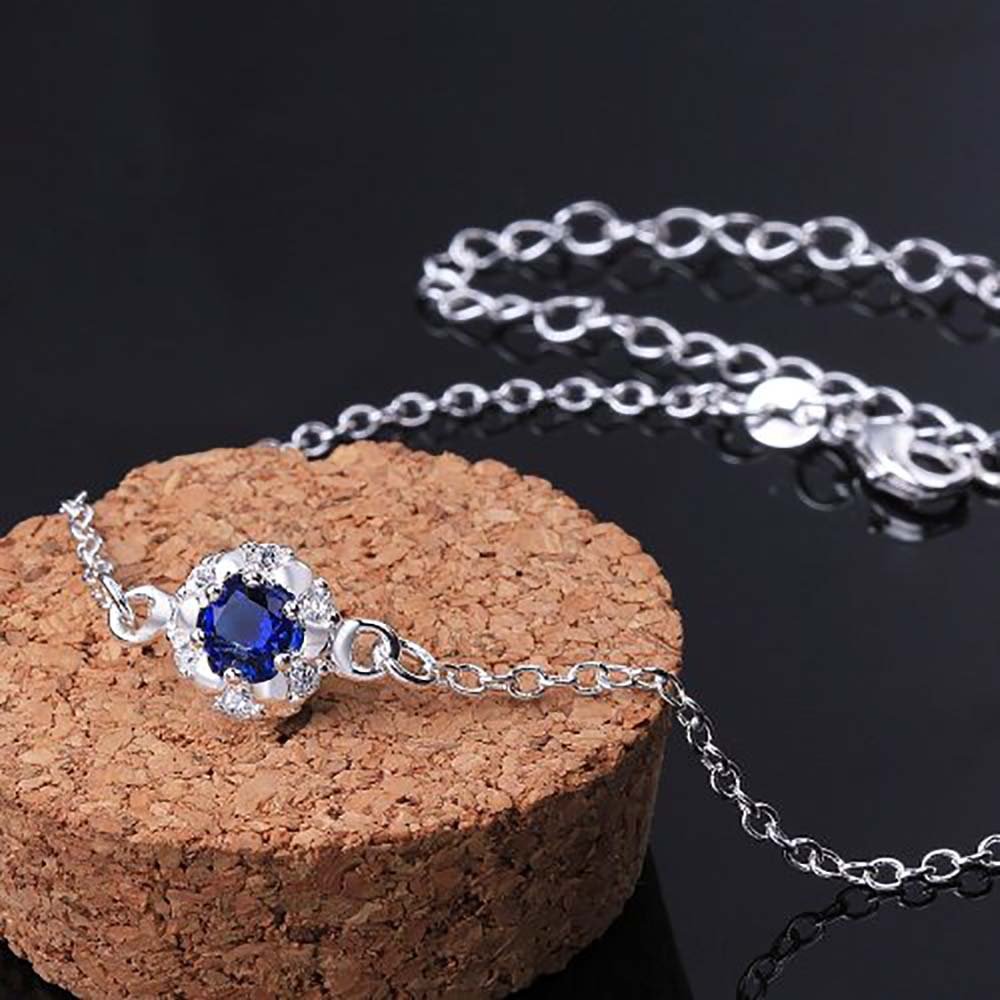 925 Sterling Silver Blue Anklet for Women - Dainty Adjustable Foot Chain Jewelry - Perfect for Beach, Summer & Boho Fashion