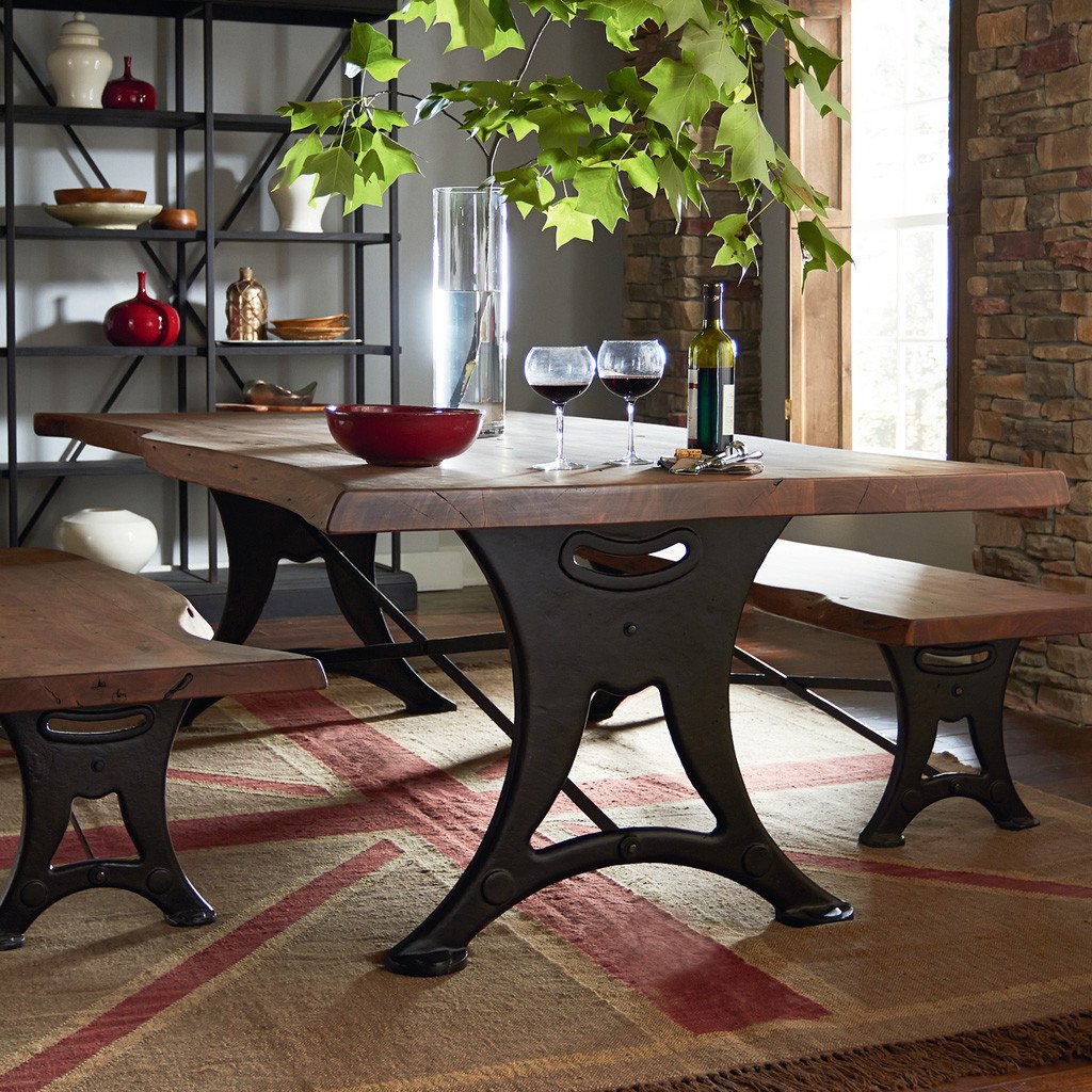 Organic Forge Solid Walnut Dining Table – Handcrafted Wooden Farmhouse Table for Kitchen, Dining Room & Rustic Home Decor