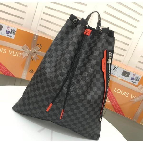 LV Damier Cobalt Race Drawstring Backpack - Stylish & Lightweight Travel Bag for Men & Women | Perfect for Gym, School, and Weekend Getaways