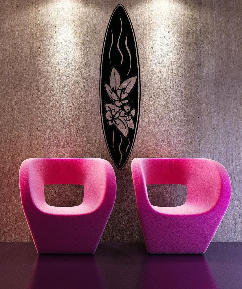 Floral Surfboard Vinyl Wall Decal Sticker - Removable Home Decor for Bedroom, Living Room, Nursery - #OS_AA1239