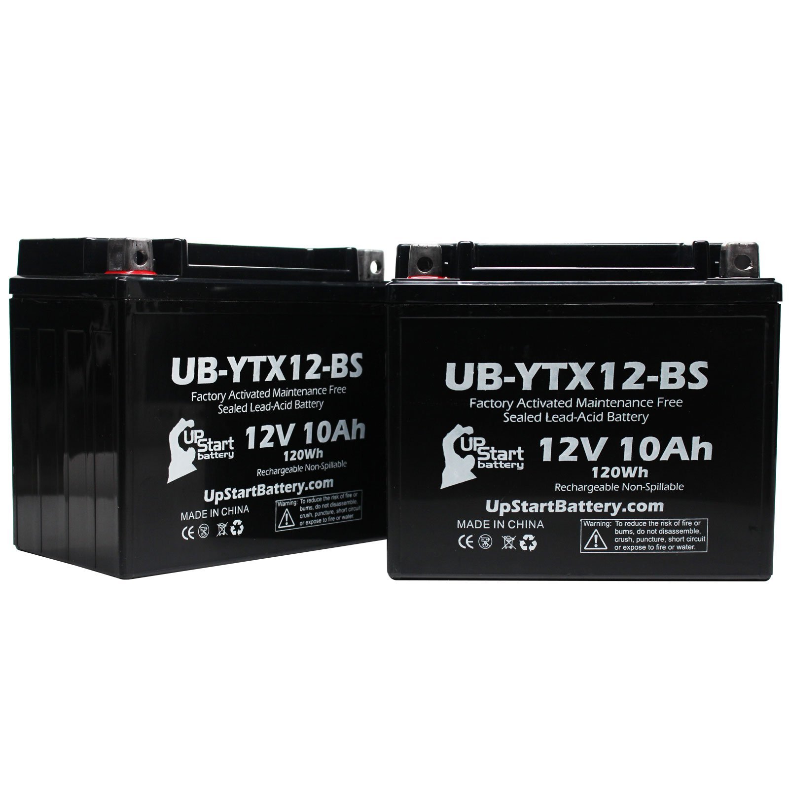 2-Pack Replacement Motorcycle Battery for 2011 Triumph America 865 CC - 12V 10Ah UB-YTX12-BS Maintenance Free Factory Activated - Perfect for Long Rides & Easy Installation