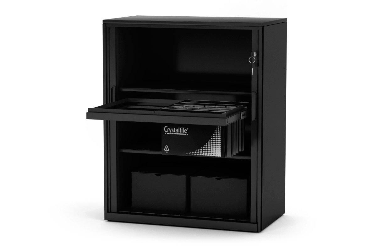 Tambour Sliding Door Storage Cabinet - Metal Organizer with Dimensions 1025H x 900W - Perfect for Home Office, Living Room, and Garage Storage Solutions